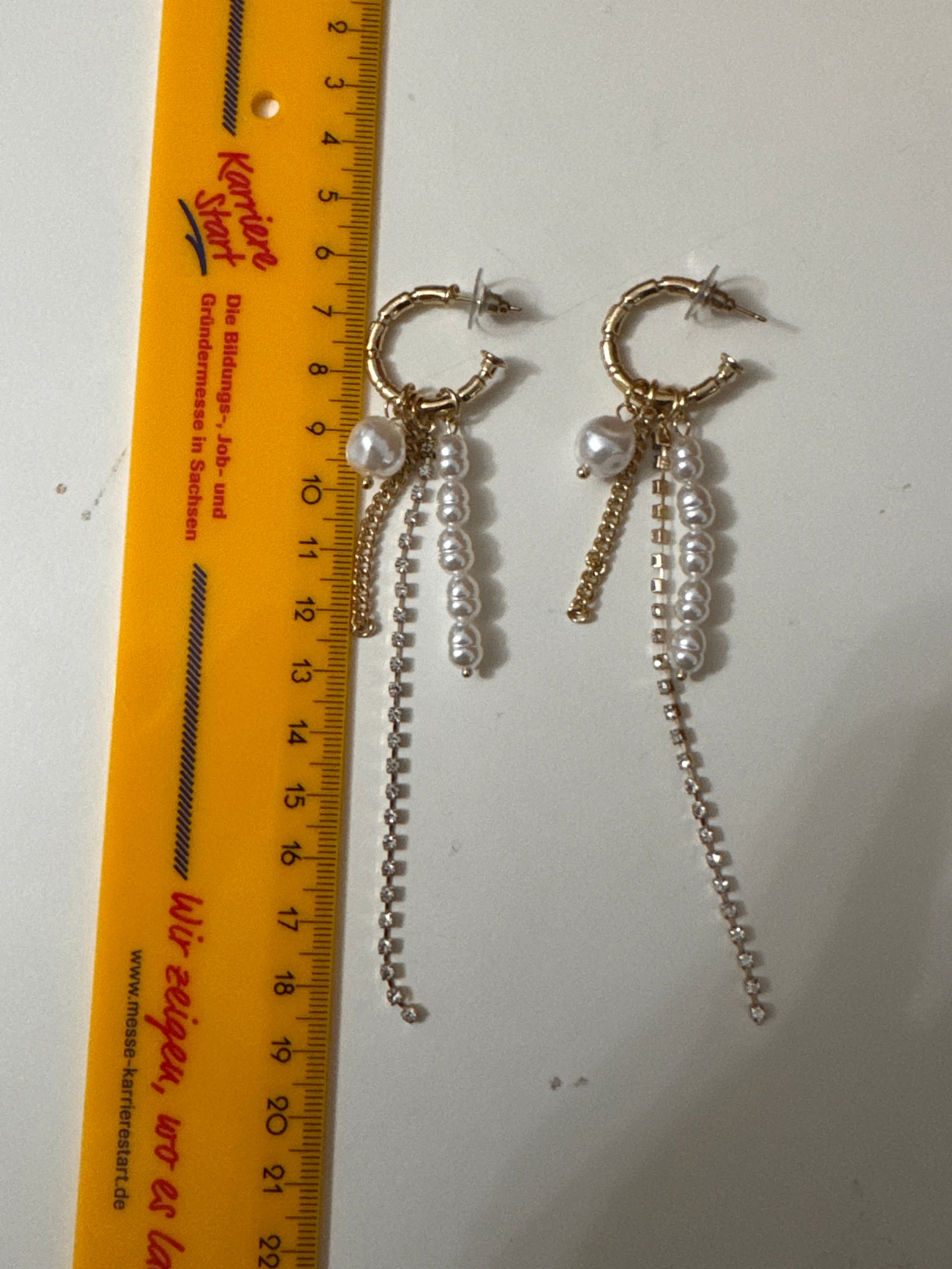 Pearl & Gold Chain Hoop Earrings Women's Dangling Charm Jewel-Ja-7 image 9