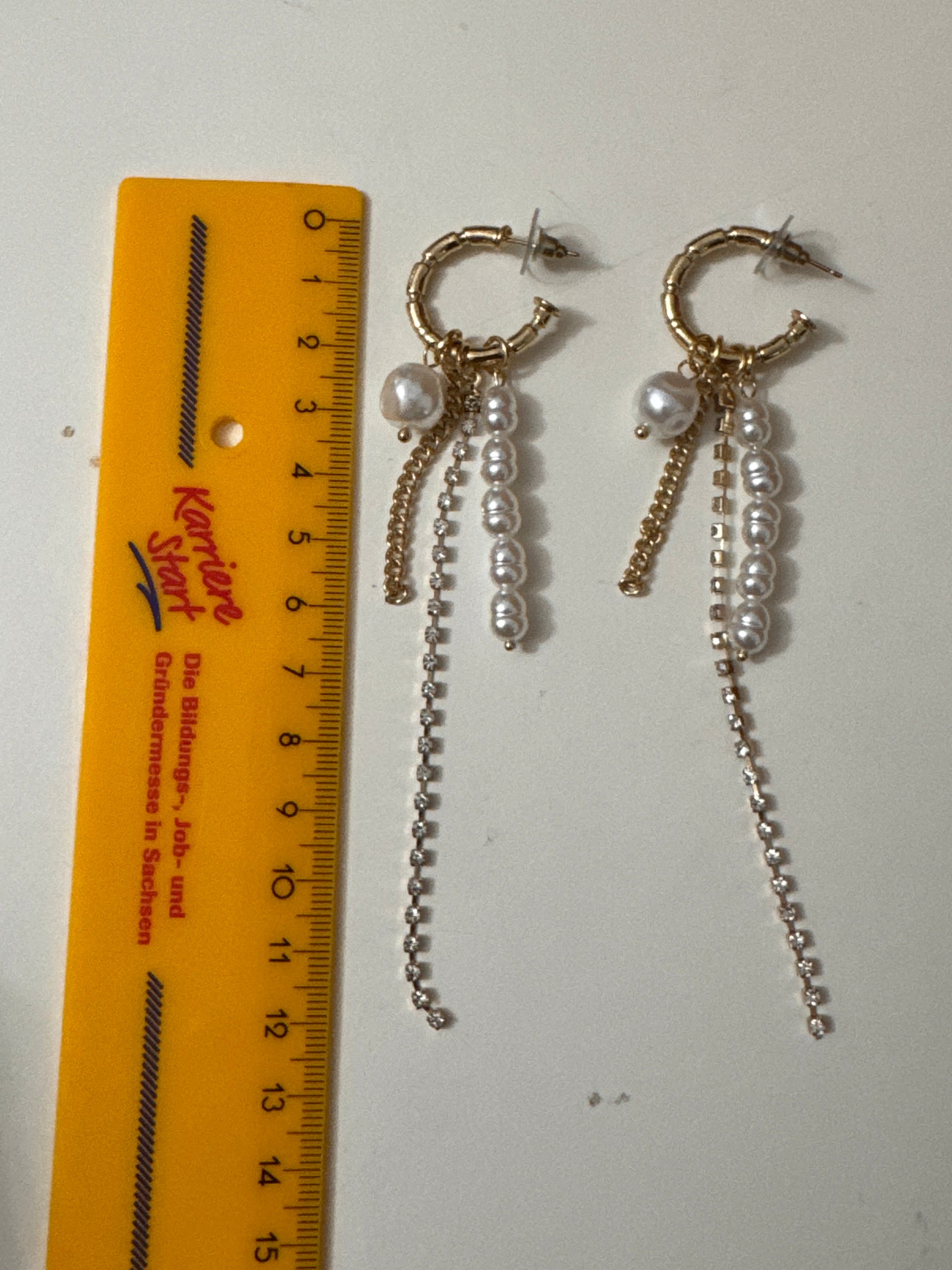 Pearl & Gold Chain Hoop Earrings Women's Dangling Charm Jewel-Ja-7 image 10