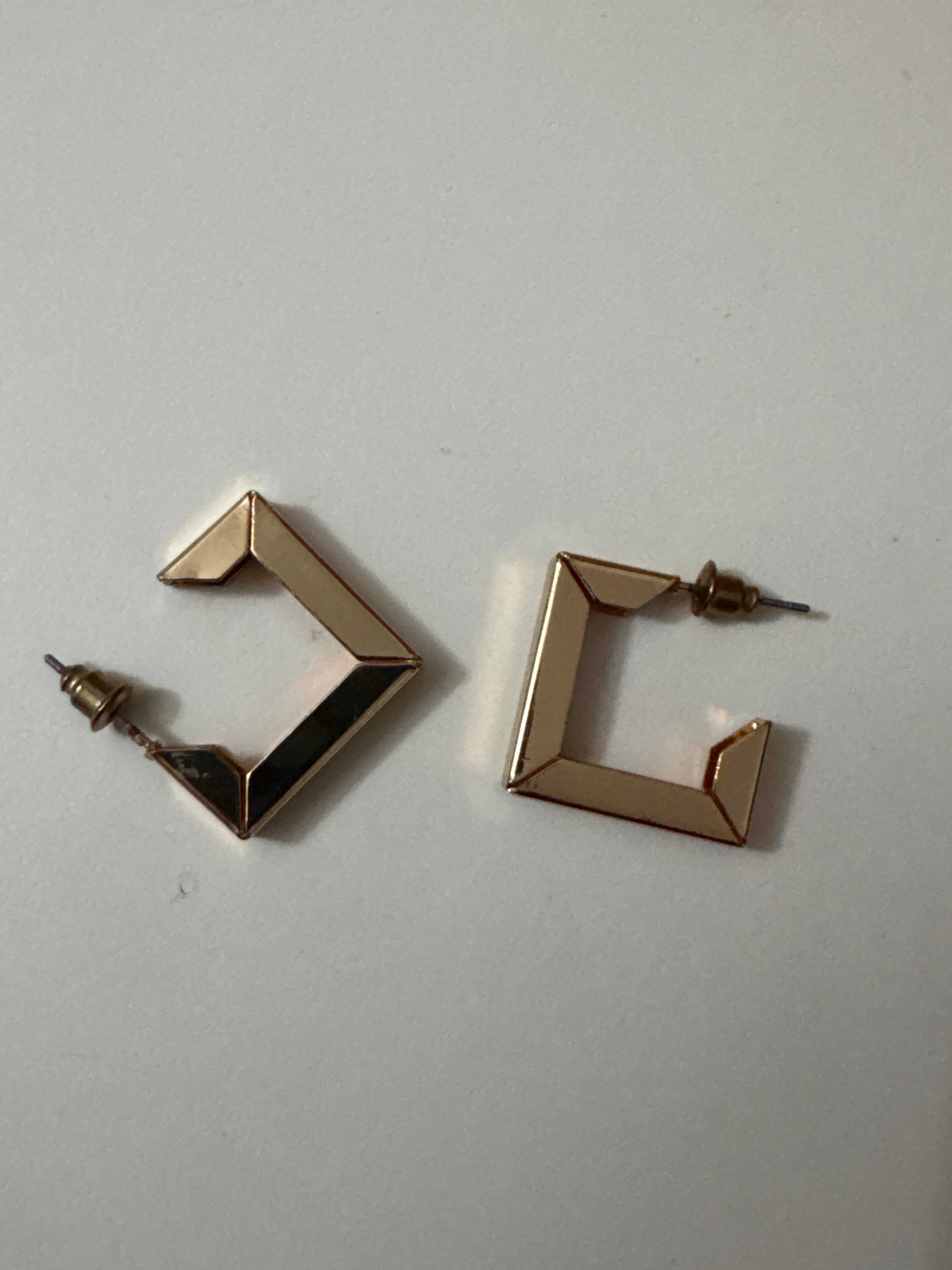 Unbranded Gold Tone Geometric Square Hoop Earrings Jewel-Ja-7 image 2