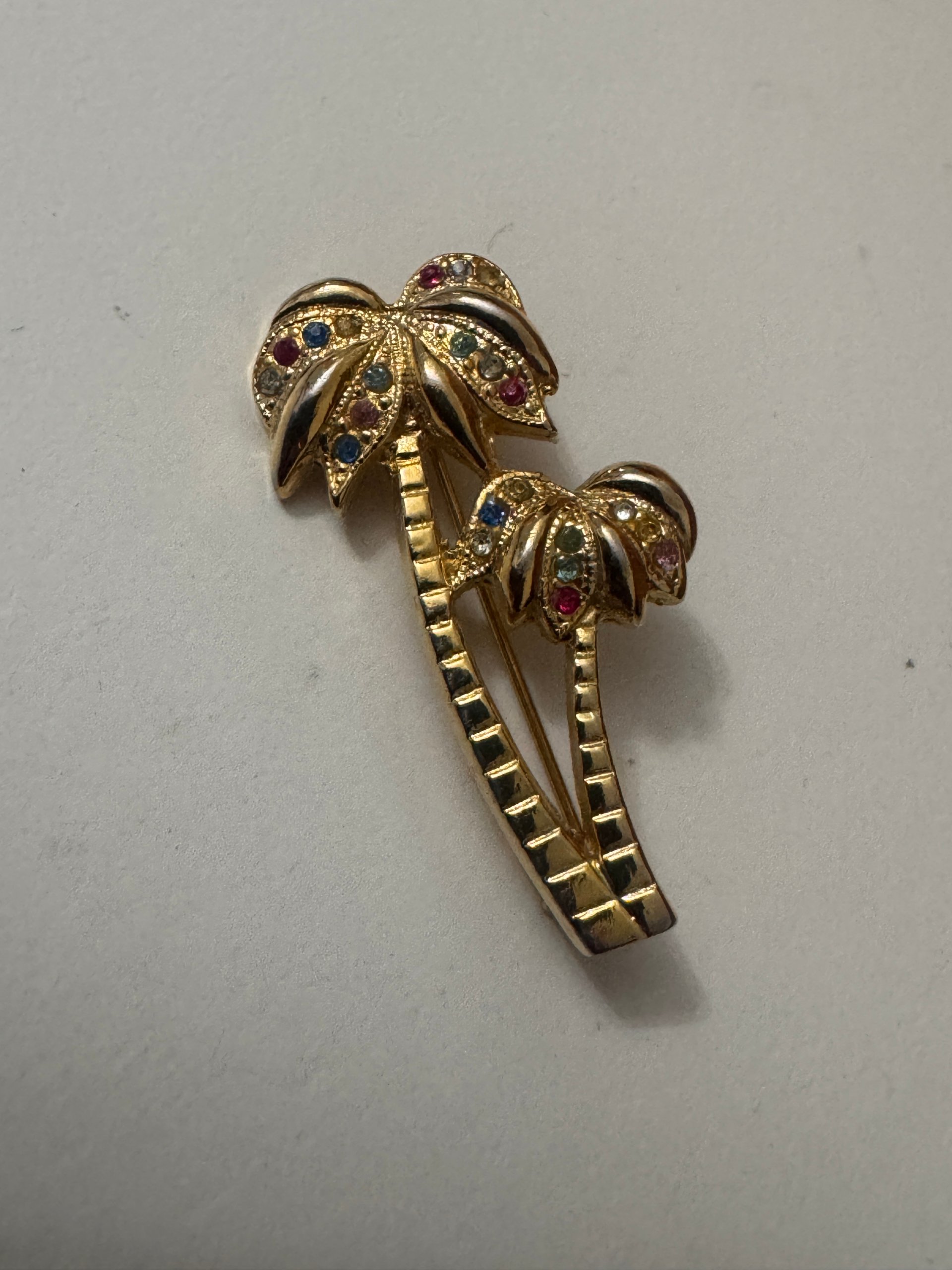 Acrodox Gold Plated Palm Tree Brooch with Multicolour Rhinestones Jewel-Ja-7