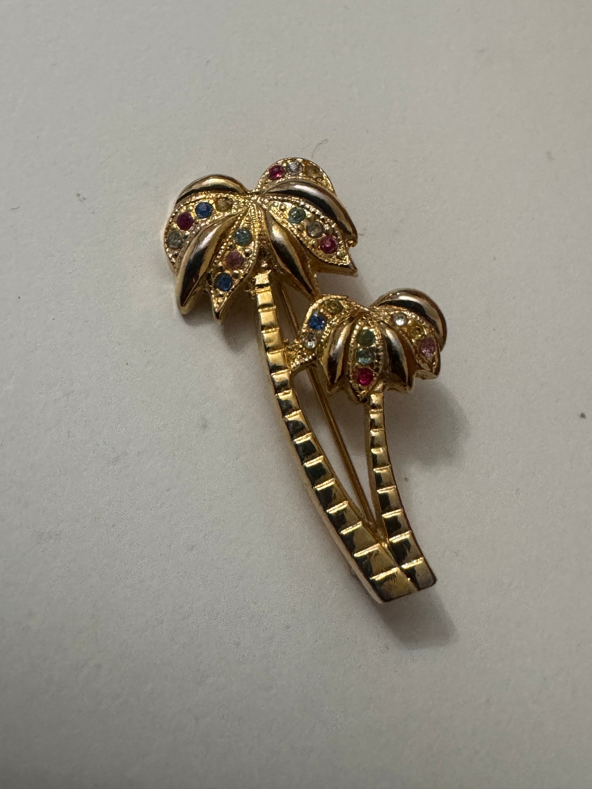 Acrodox Gold Plated Palm Tree Brooch with Multicolour Rhinestones Jewel-Ja-7 image 2