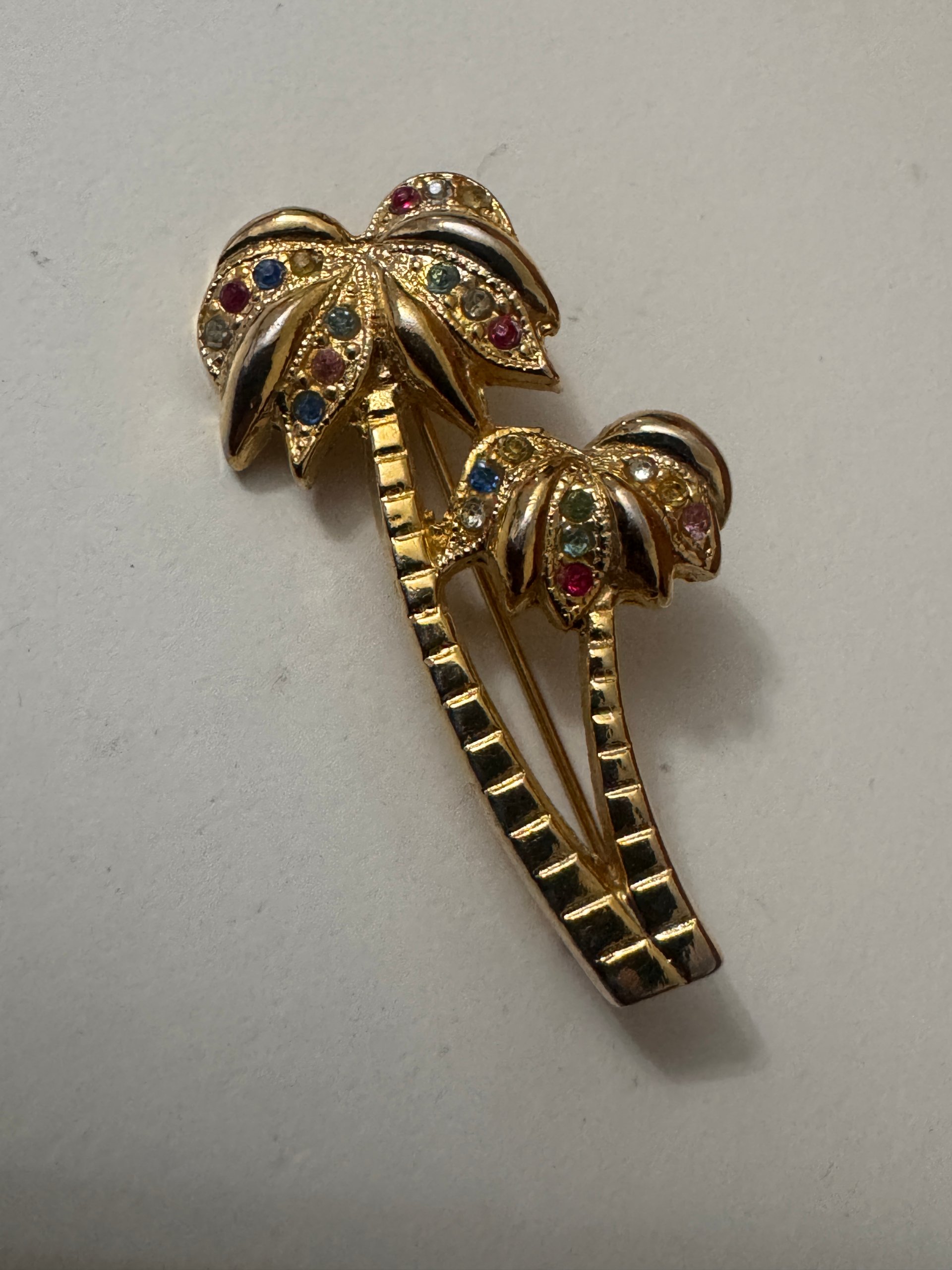 Acrodox Gold Plated Palm Tree Brooch with Multicolour Rhinestones Jewel-Ja-7 image 4