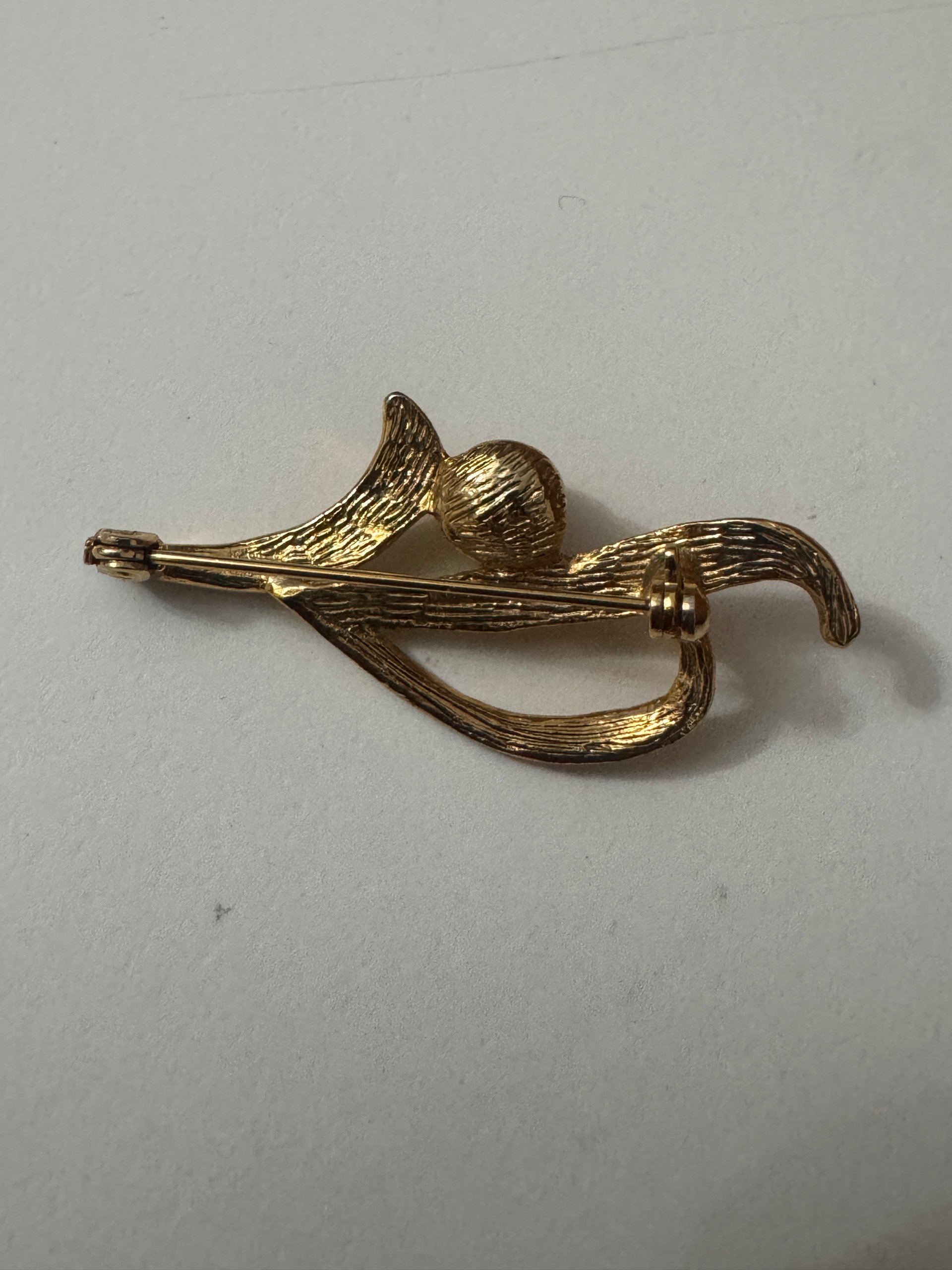 Gold Tone Pearl Floral Brooch Pin Jewel-Ja-7 image 9