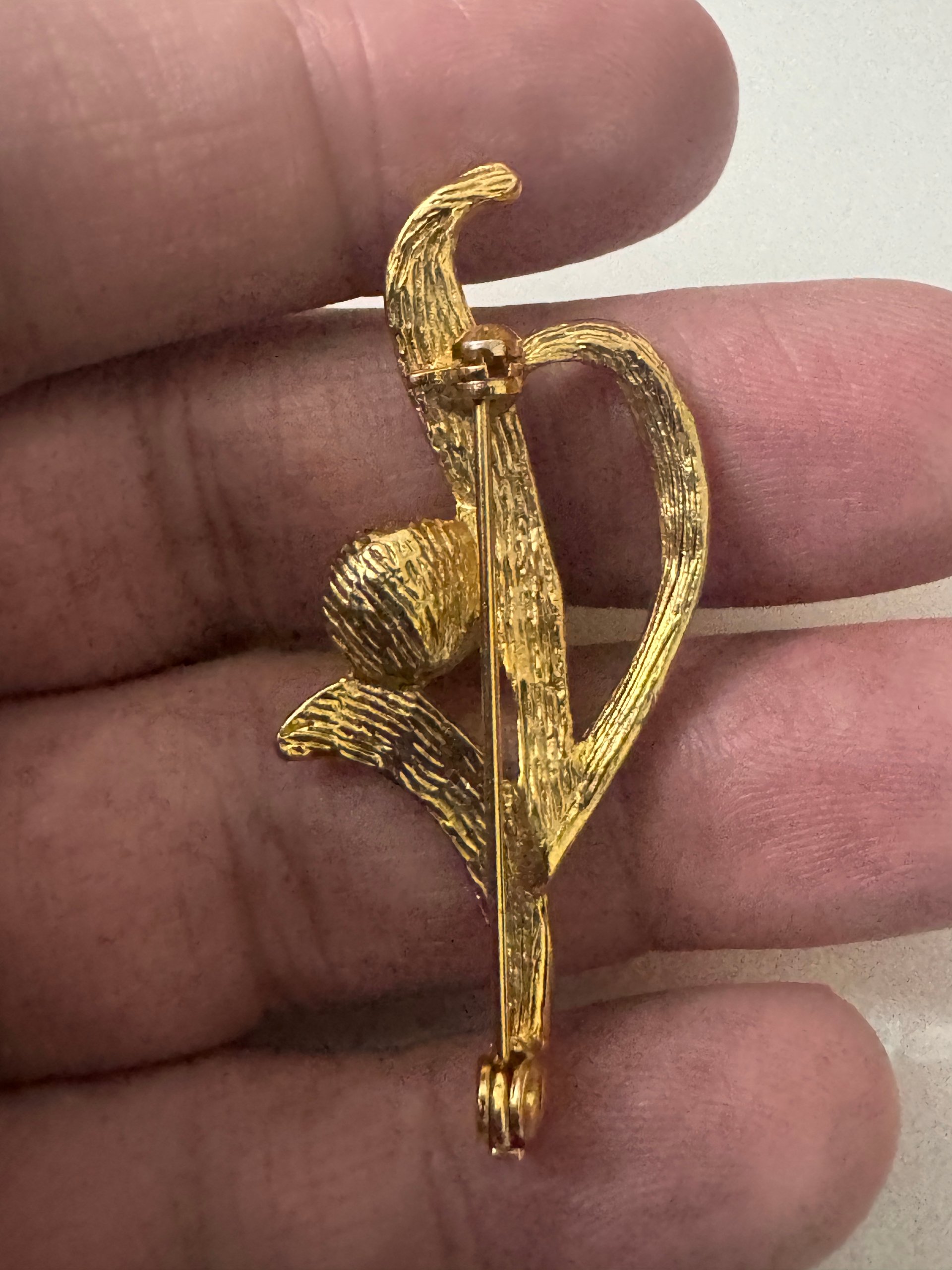 Gold Tone Pearl Floral Brooch Pin Jewel-Ja-7 image 10