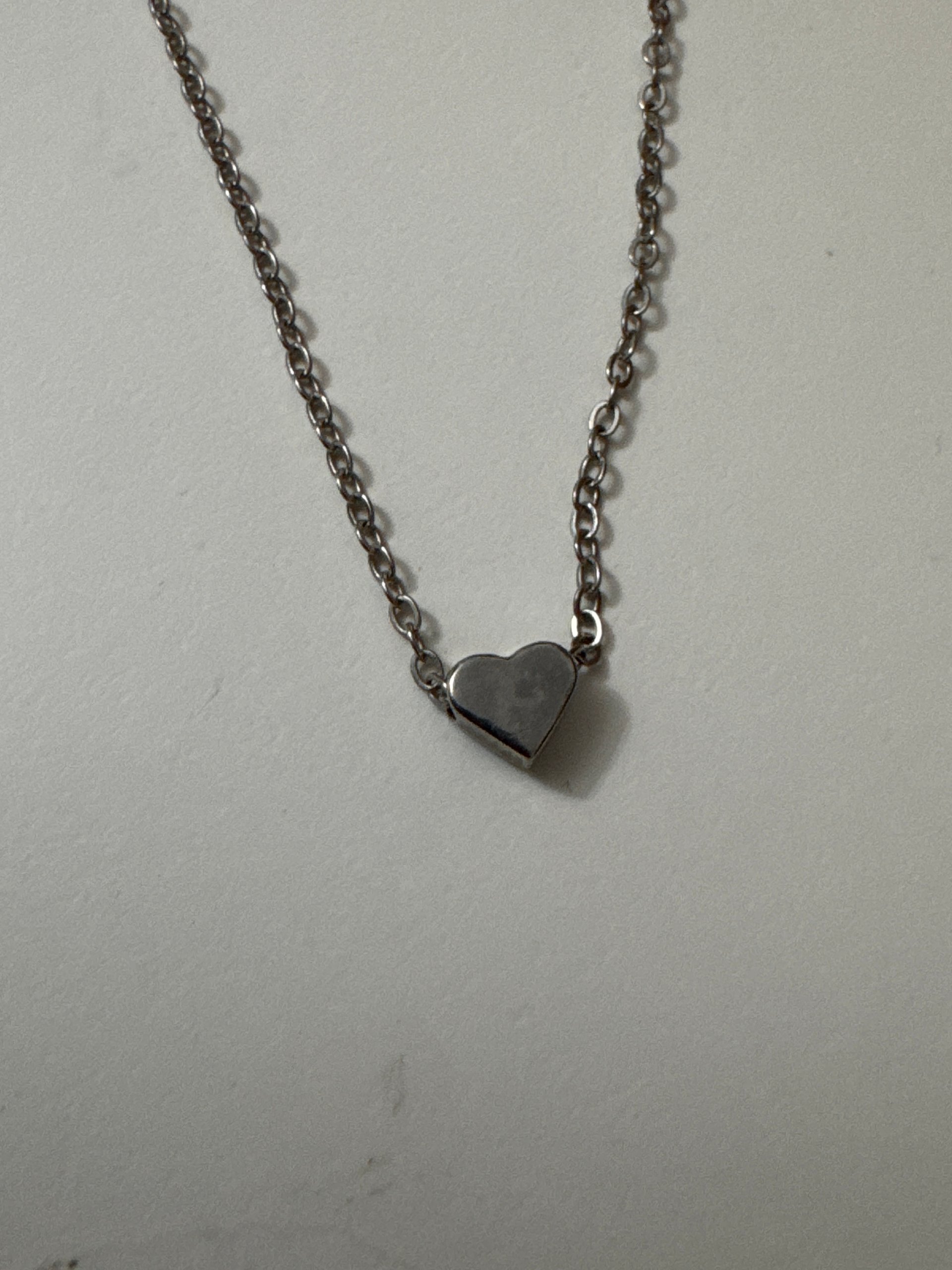Silver Heart Pendant Necklace 17 cm Chain Jewel-Ja-8