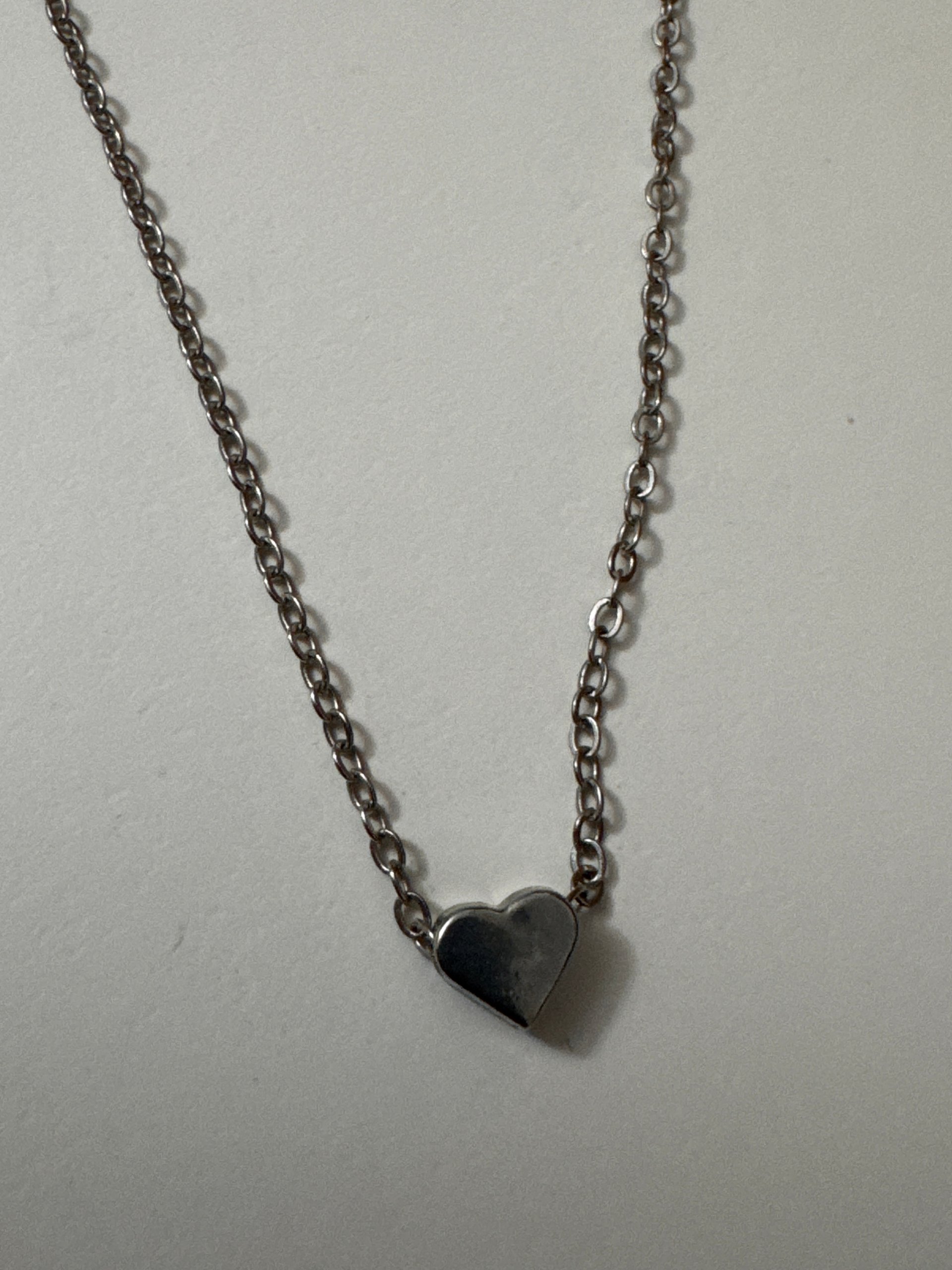 Silver Heart Pendant Necklace 17 cm Chain Jewel-Ja-8 image 2