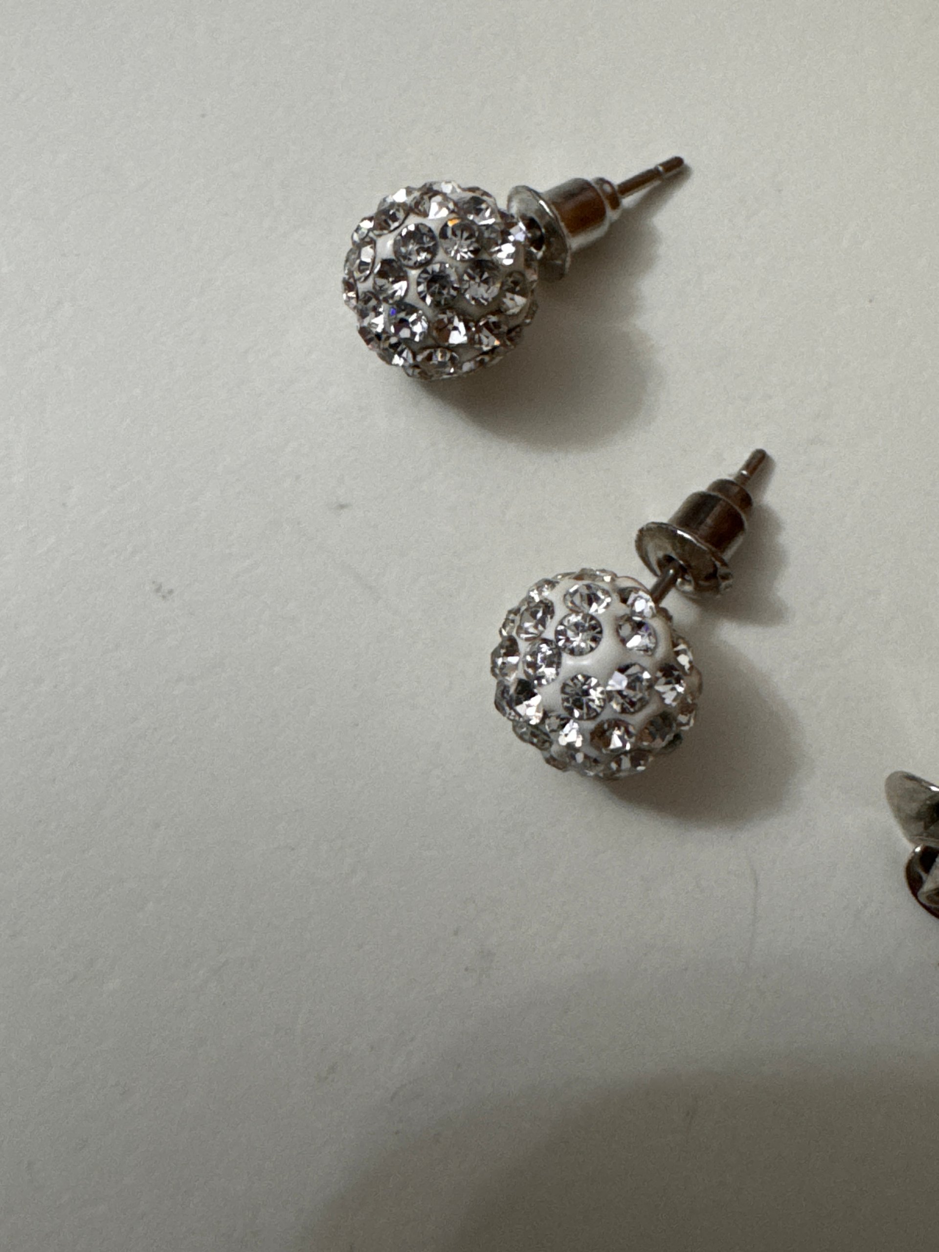Silver Tone & Clear Crystal Flower & Round Stud Earrings Set Jewel-Ja-8 image 2