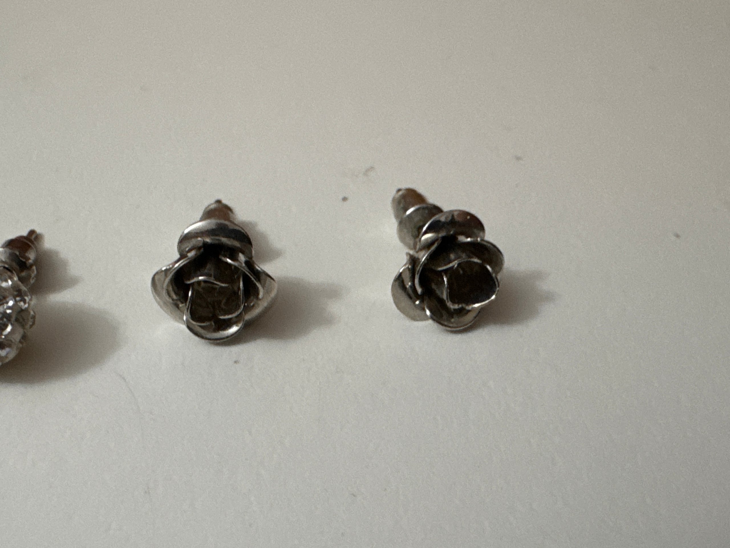 Silver Tone & Clear Crystal Flower & Round Stud Earrings Set Jewel-Ja-8 image 6
