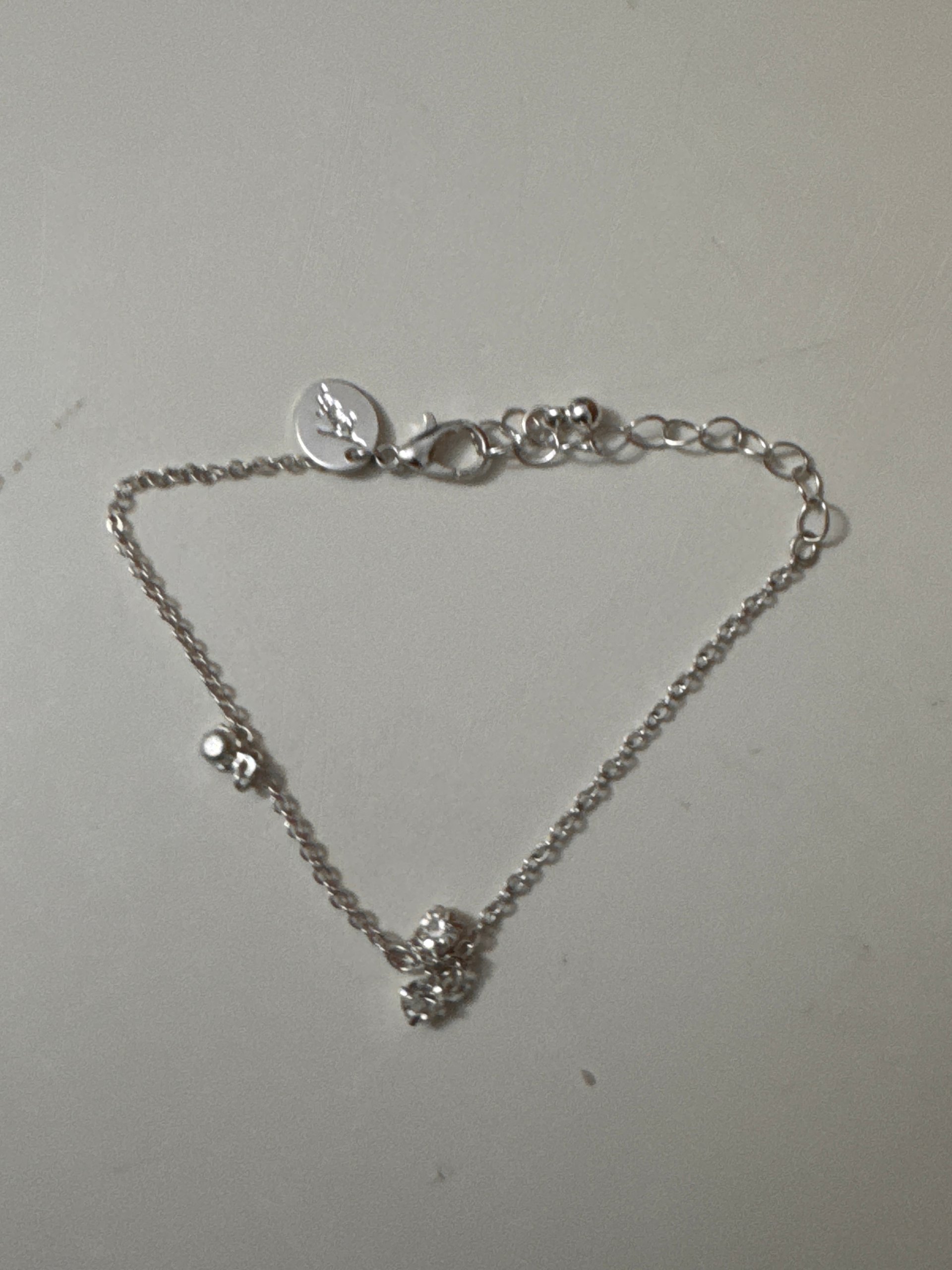 Silver Crystal Charm Bracelet Adjustable 18 cm Unisex Jewel-Ja-8 image 2