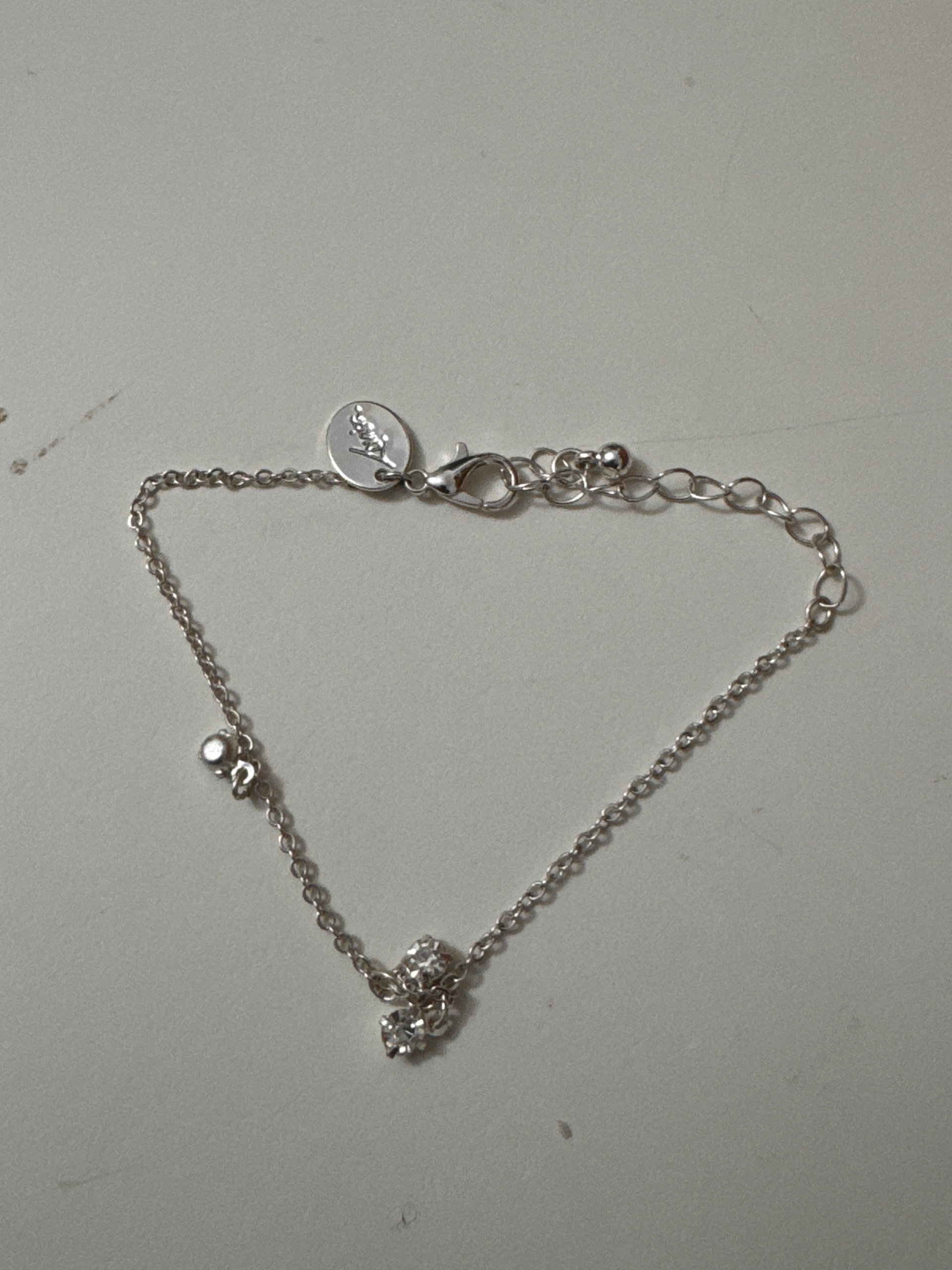 Silver Crystal Charm Bracelet Adjustable 18 cm Unisex Jewel-Ja-8 image 4