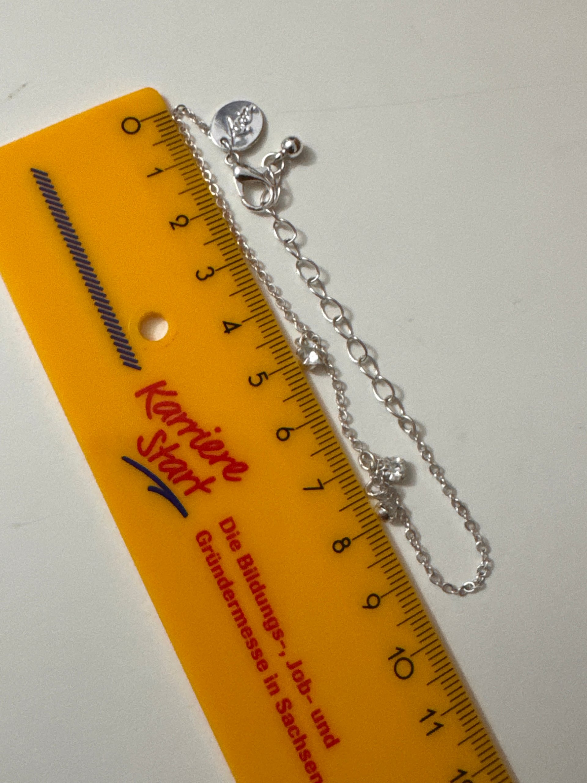 Silver Crystal Charm Bracelet Adjustable 18 cm Unisex Jewel-Ja-8 image 5