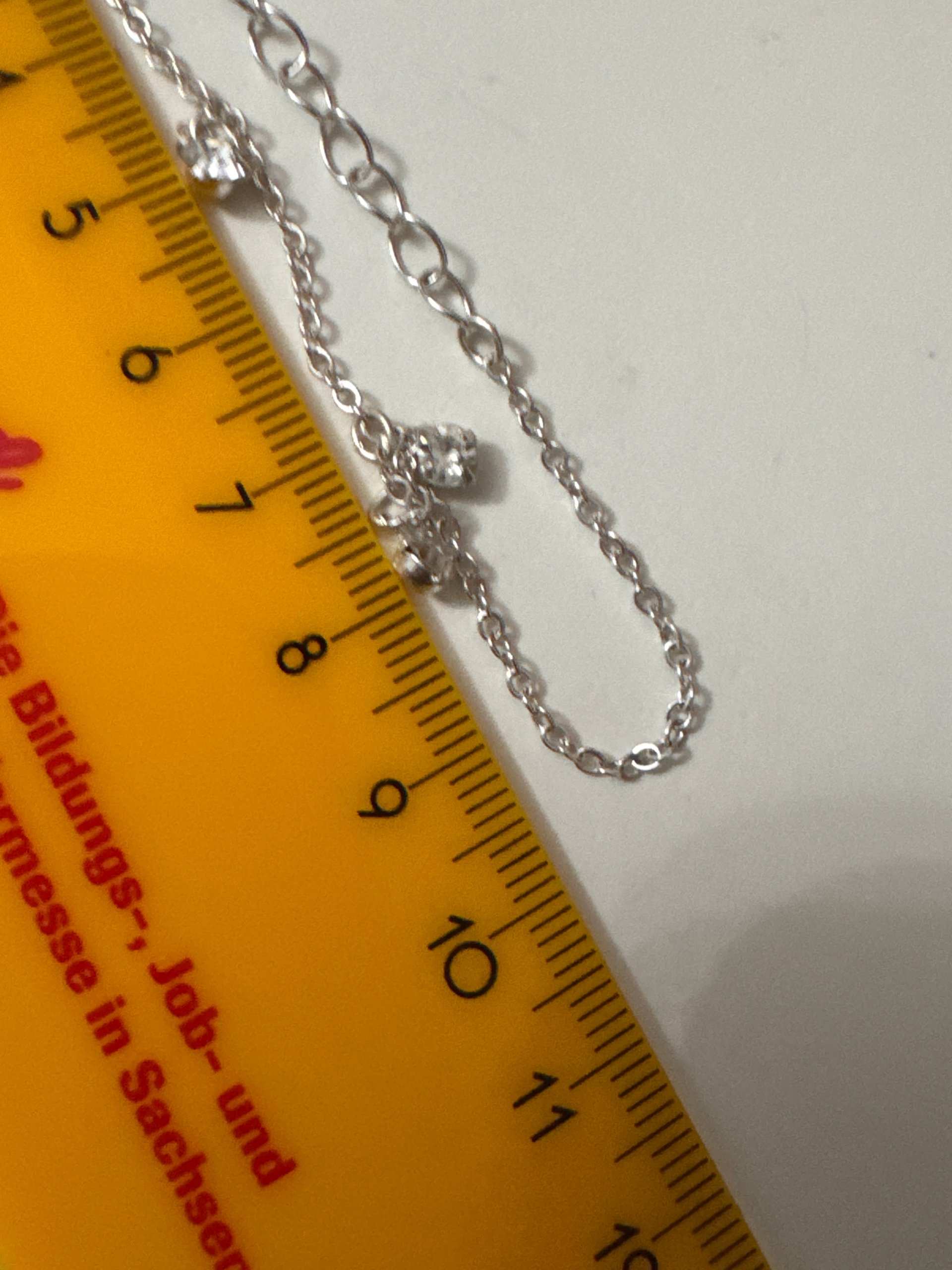 Silver Crystal Charm Bracelet Adjustable 18 cm Unisex Jewel-Ja-8 image 6