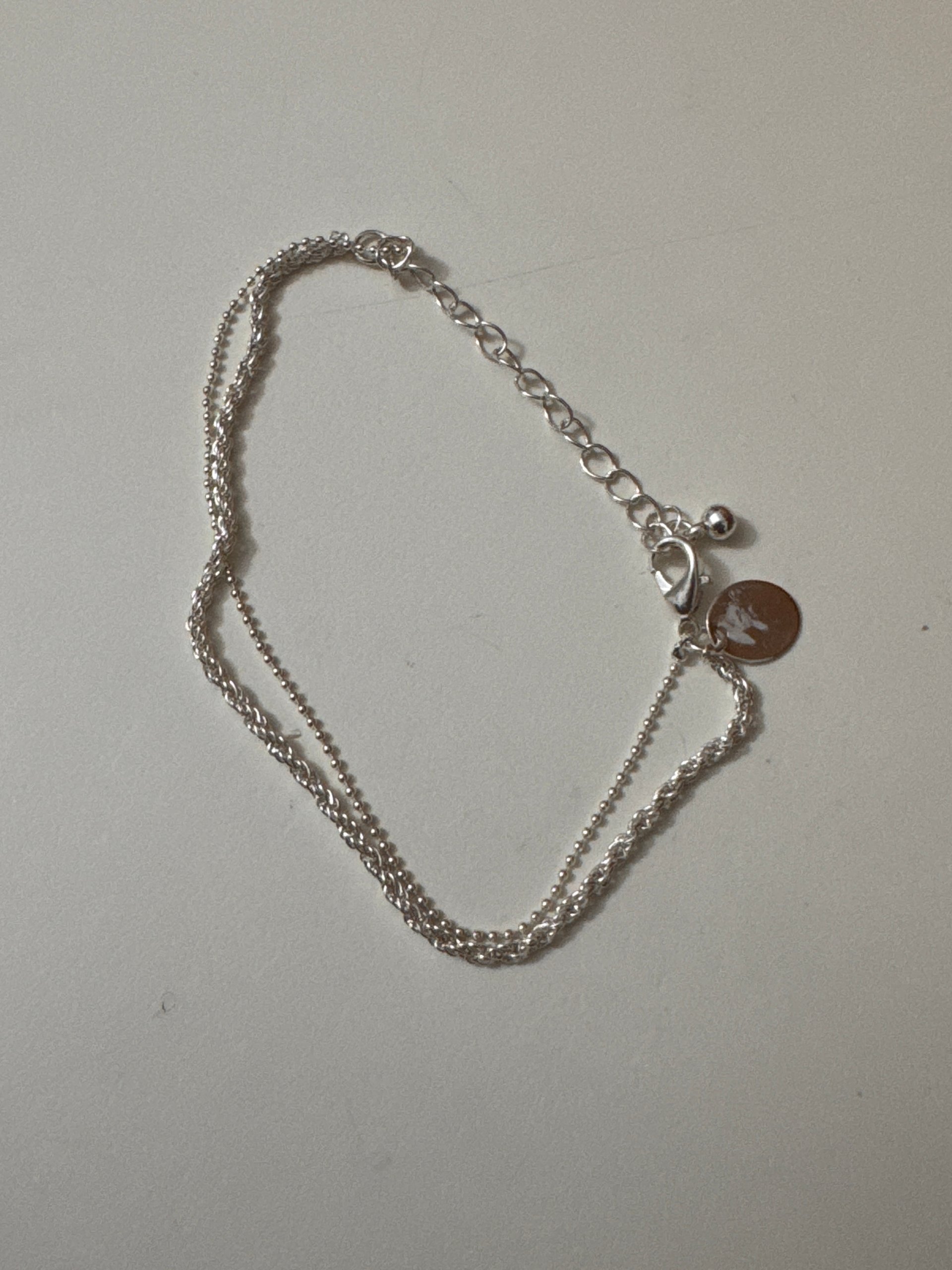 Silver Double Chain Bracelet with Extender and Charm Jewel-Ja-8