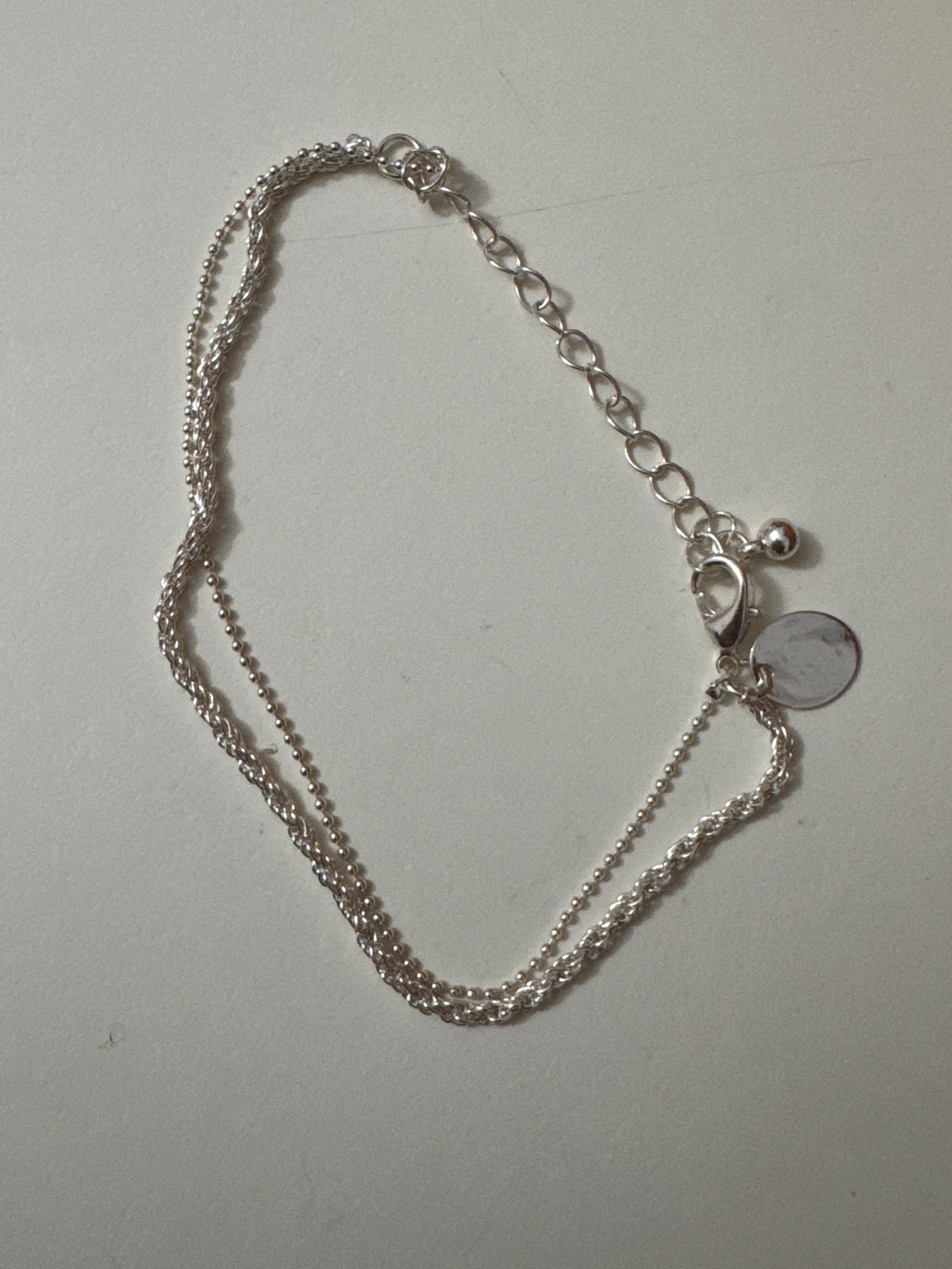 Silver Double Chain Bracelet with Extender and Charm Jewel-Ja-8 image 3