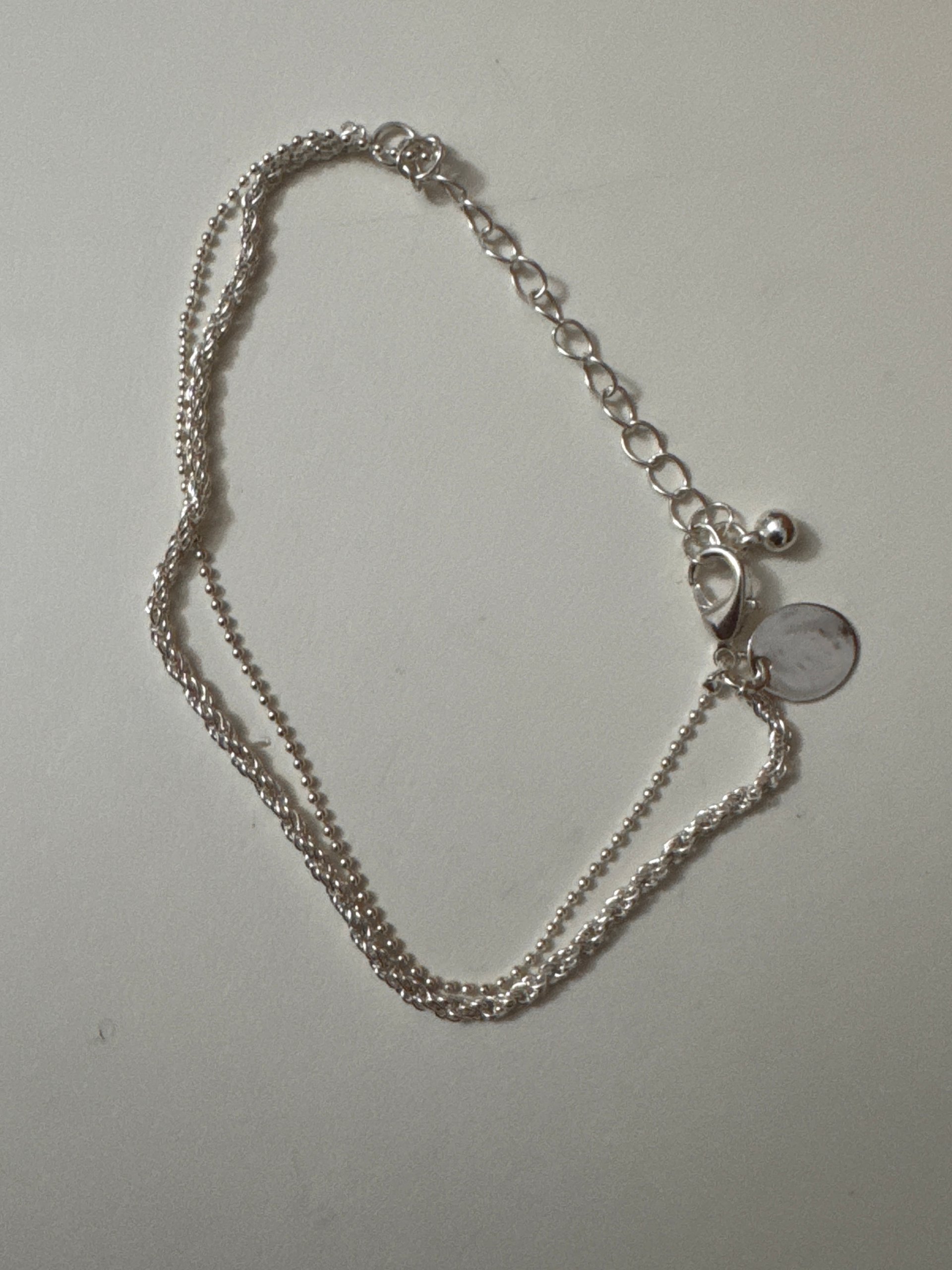 Silver Double Chain Bracelet with Extender and Charm Jewel-Ja-8 image 4