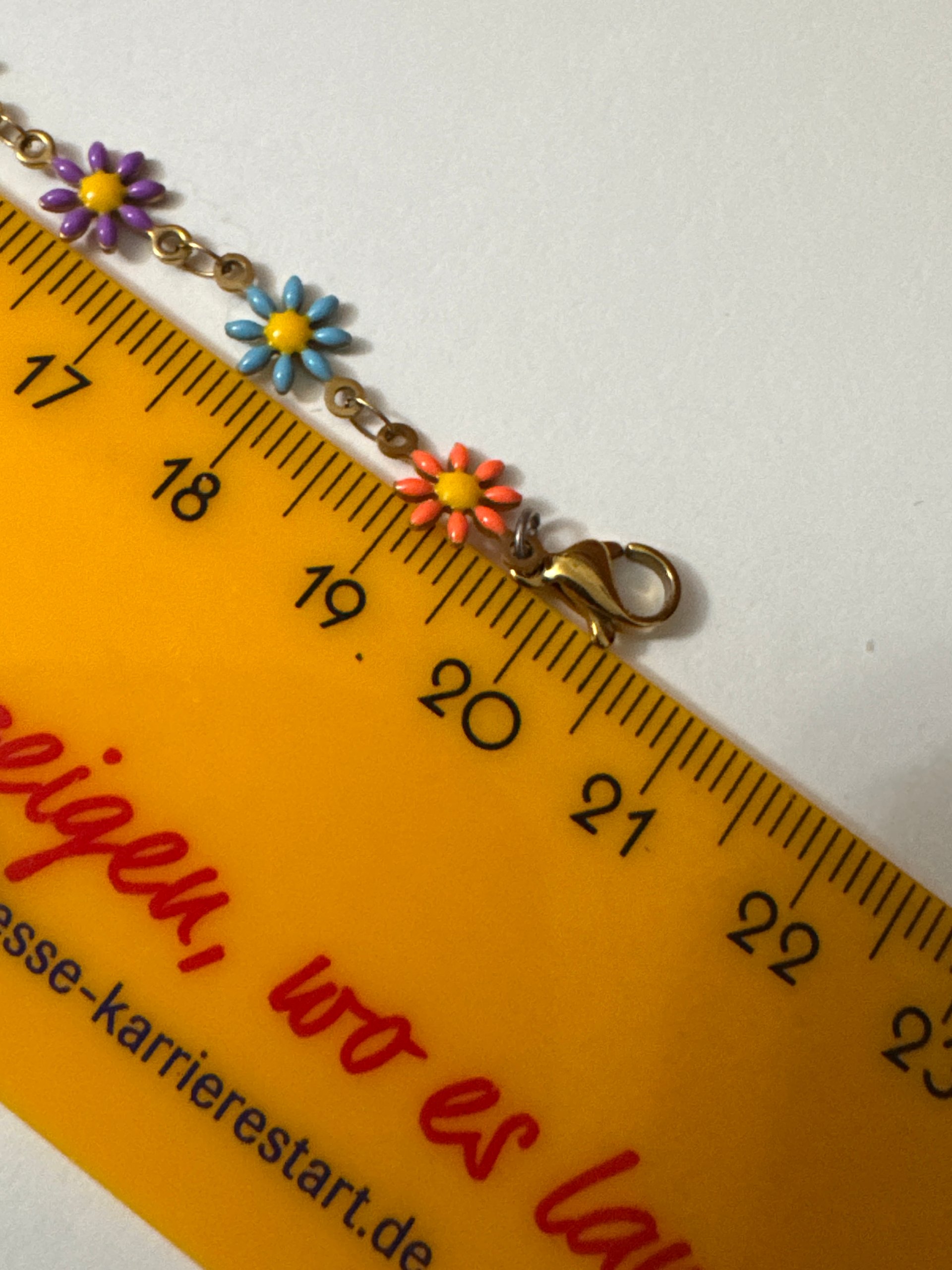 Gold-tone Multi-Colour Flower Chain Bracelet 21 cm Jewel-Ja-8 image 5