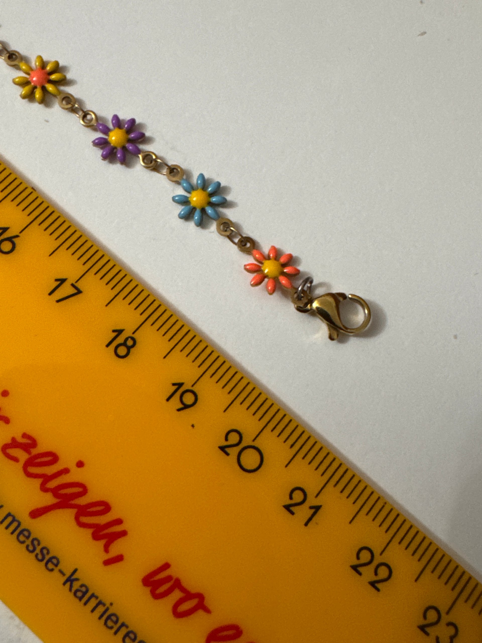 Gold-tone Multi-Colour Flower Chain Bracelet 21 cm Jewel-Ja-8 image 6