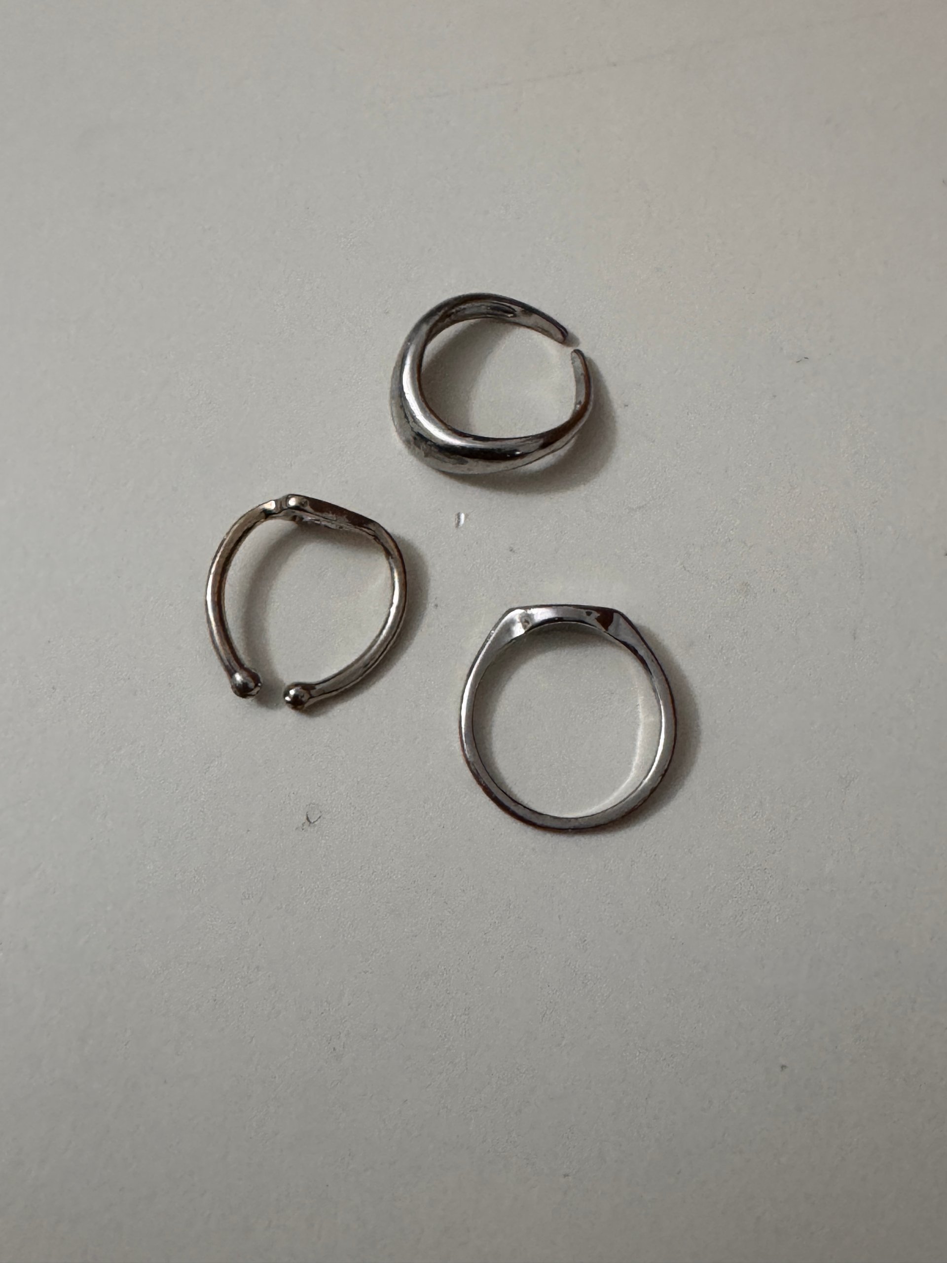 Silver Tone Trio of Modern Rings Unisex Jewel-Ja-8 image 2