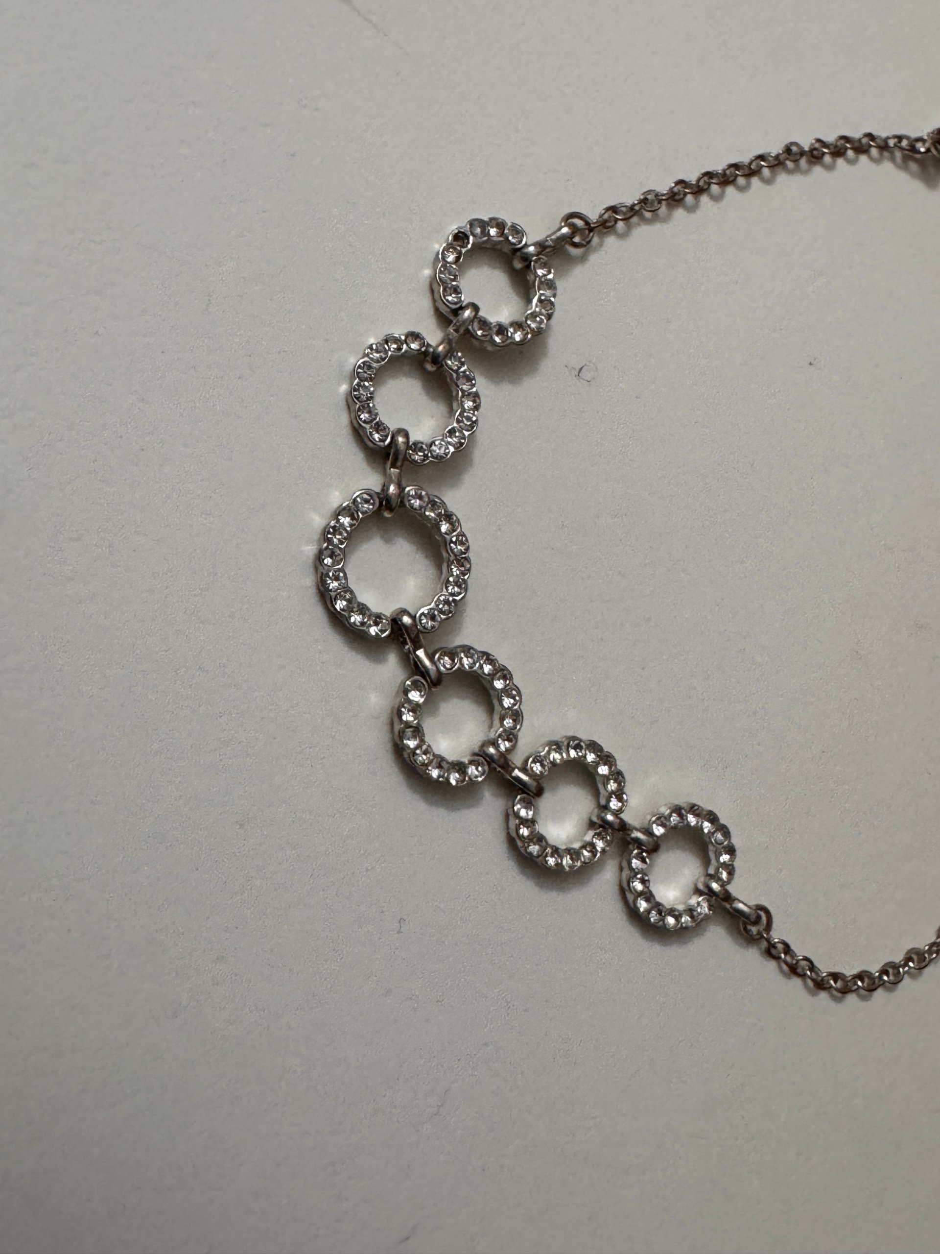 Silver Tone Sparkling Circle Link Bracelet Adjustable Length Jewel-Ja-8 image 2