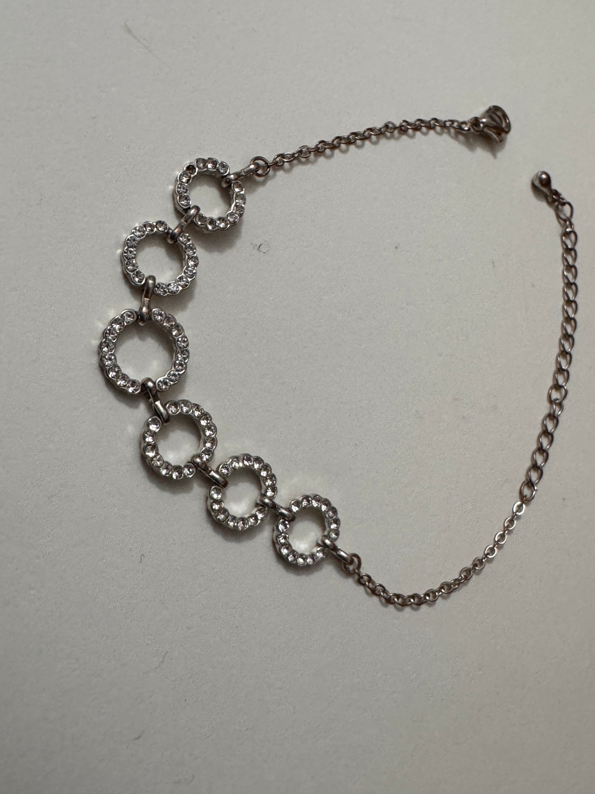 Silver Tone Sparkling Circle Link Bracelet Adjustable Length Jewel-Ja-8 image 4