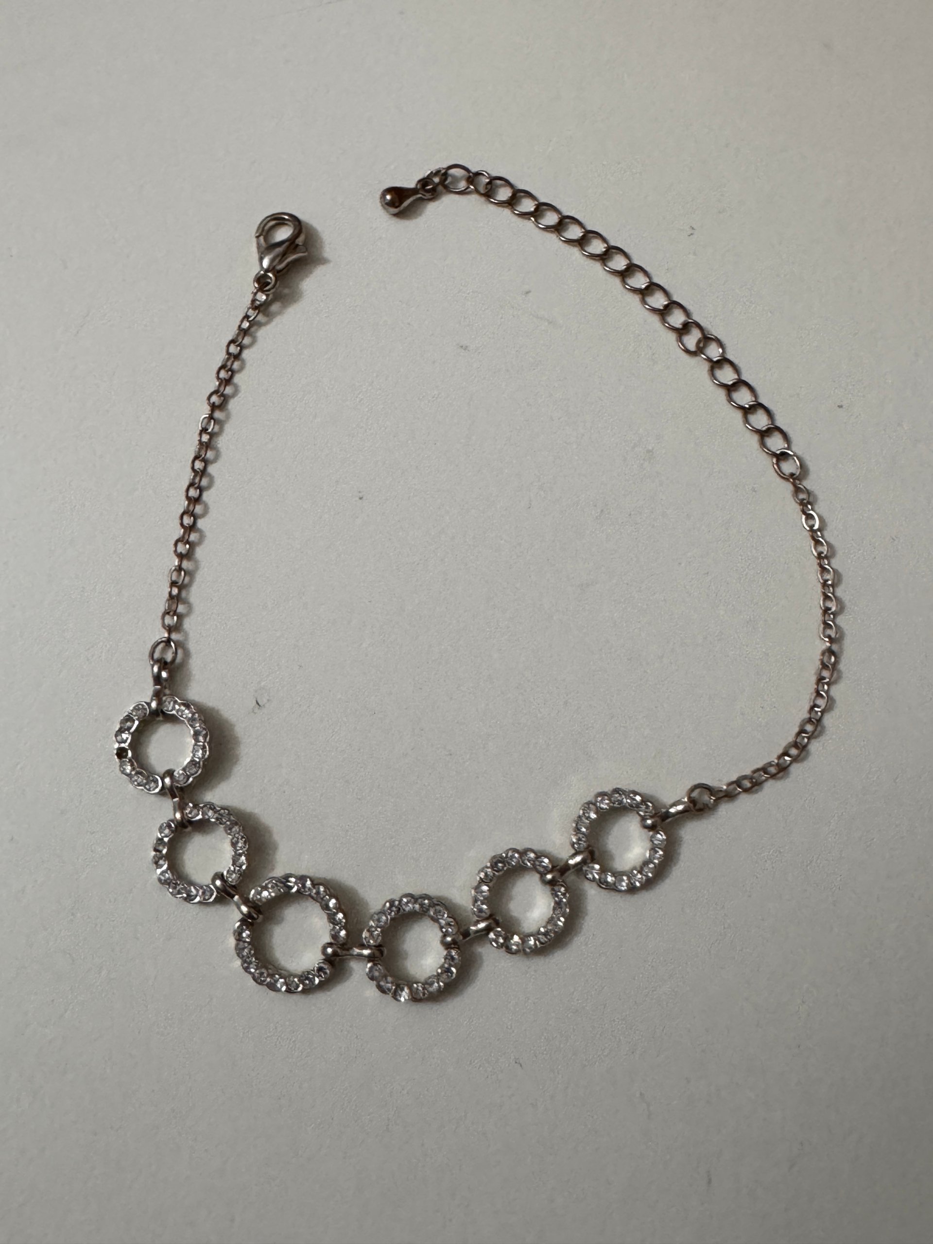 Silver Tone Sparkling Circle Link Bracelet Adjustable Length Jewel-Ja-8 image 5
