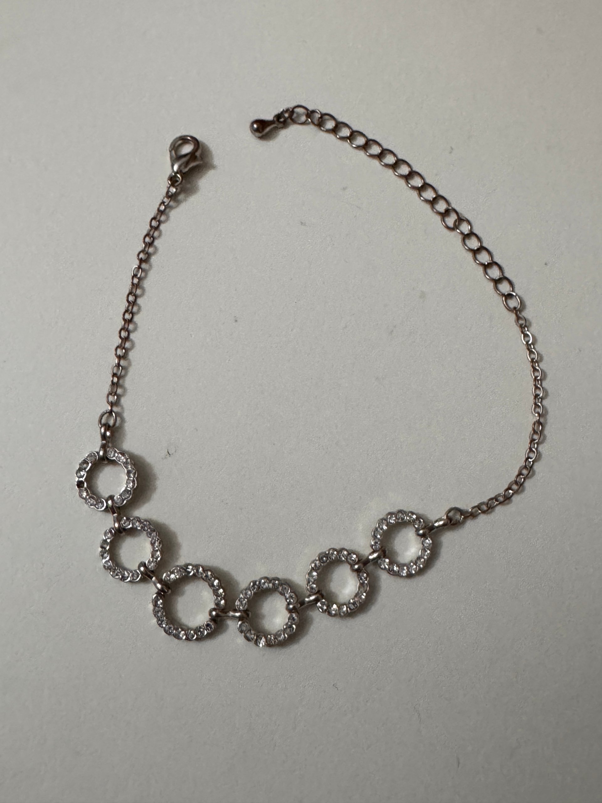 Silver Tone Sparkling Circle Link Bracelet Adjustable Length Jewel-Ja-8 image 6