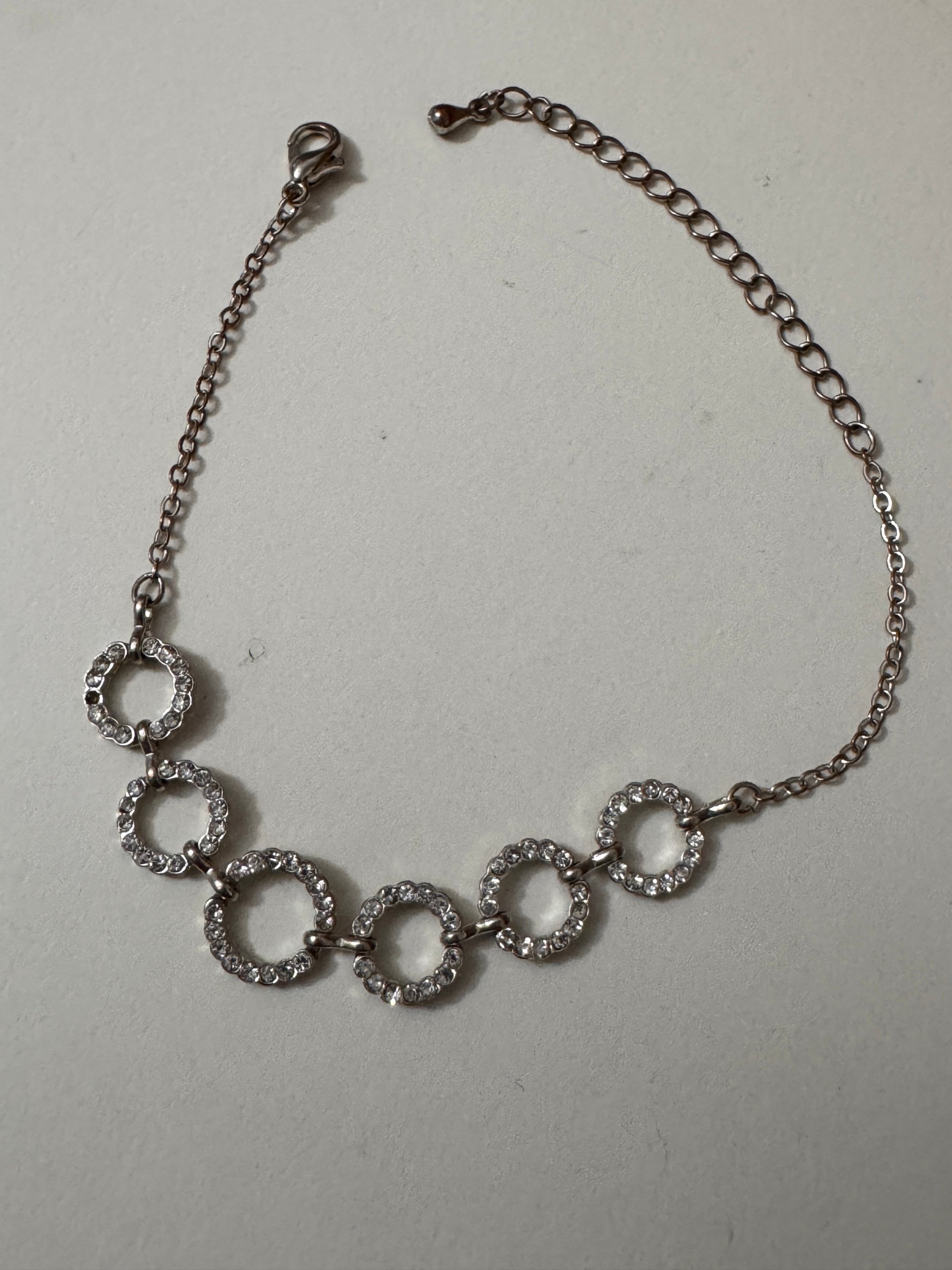 Silver Tone Sparkling Circle Link Bracelet Adjustable Length Jewel-Ja-8 image 7