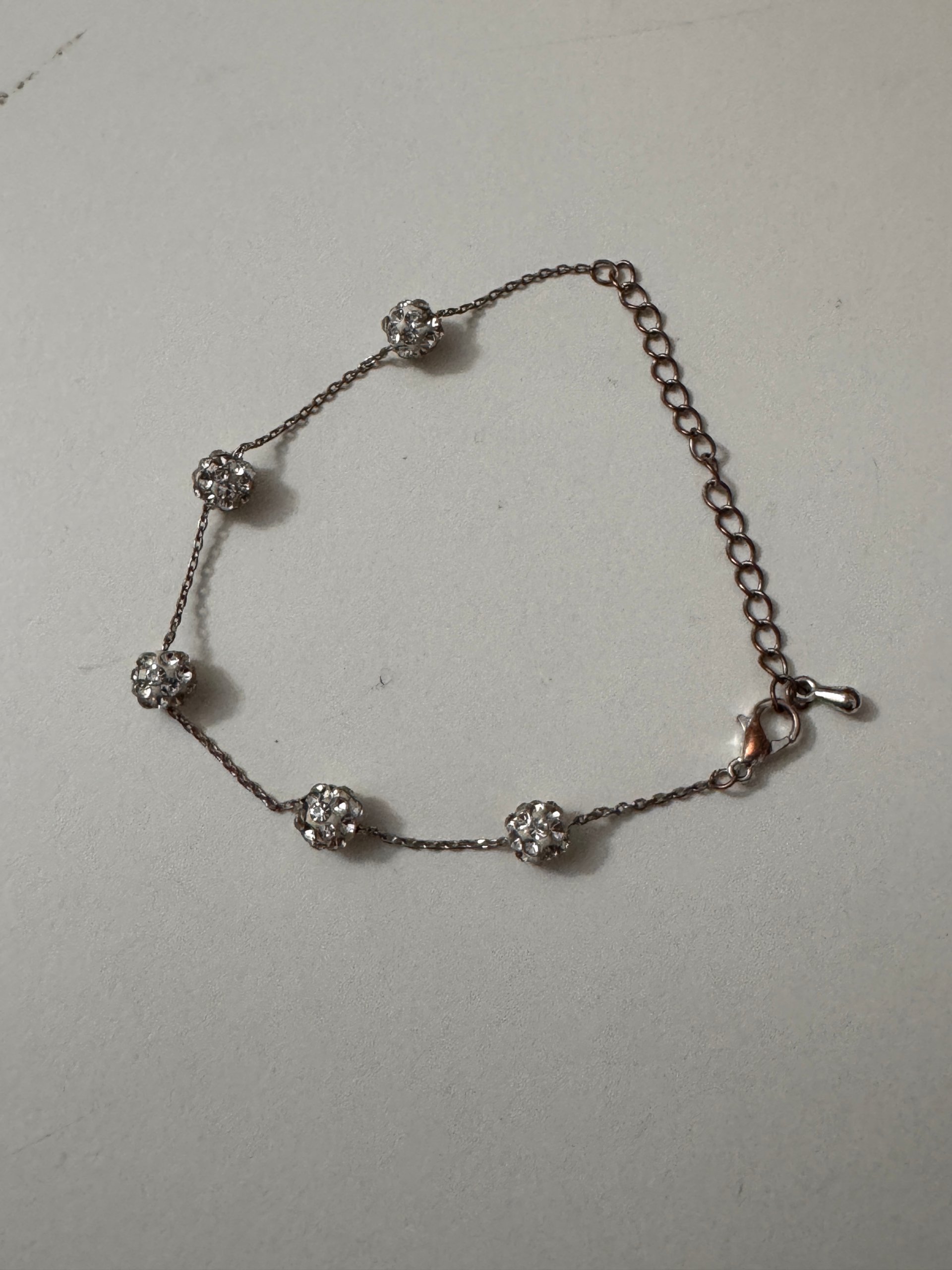Silver Tone Crystal Bead Adjustable Chain Bracelet Women's Jewel-Ja-8