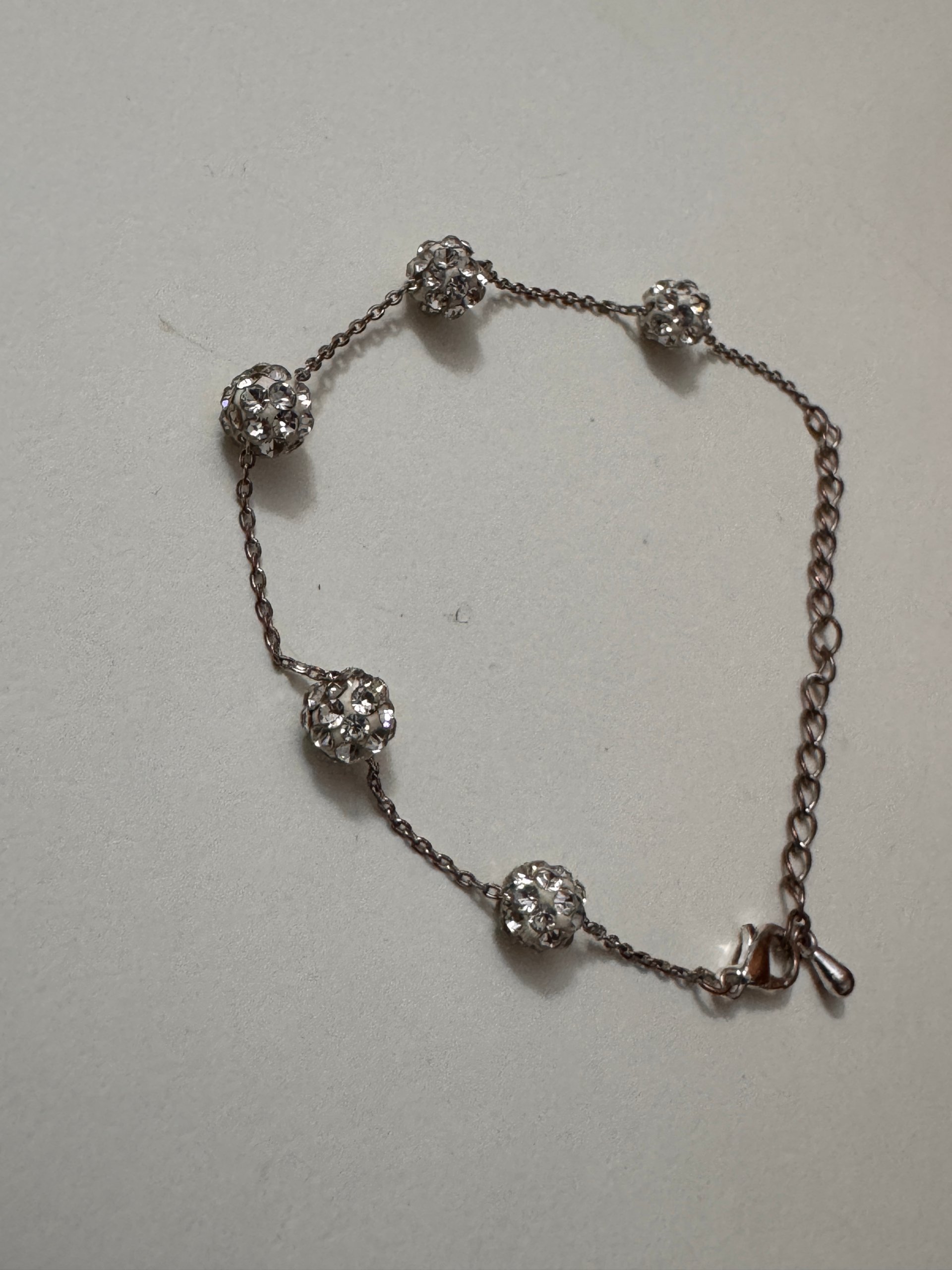 Silver Tone Crystal Bead Adjustable Chain Bracelet Women's Jewel-Ja-8 image 3