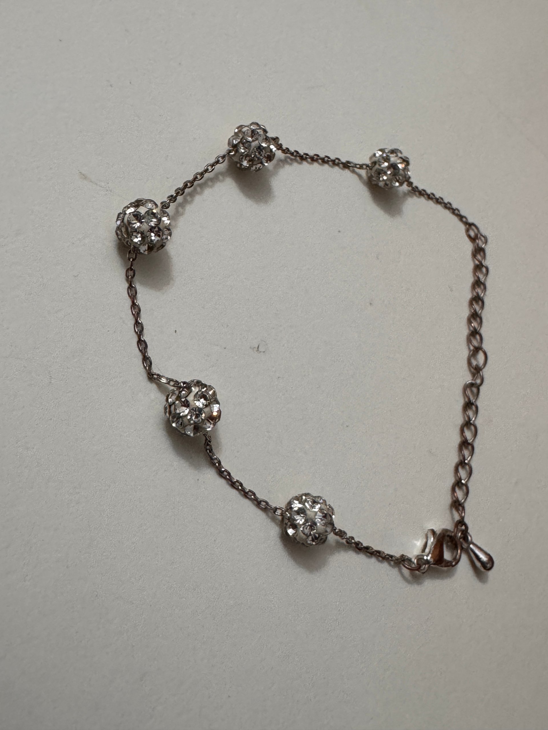 Silver Tone Crystal Bead Adjustable Chain Bracelet Women's Jewel-Ja-8 image 4