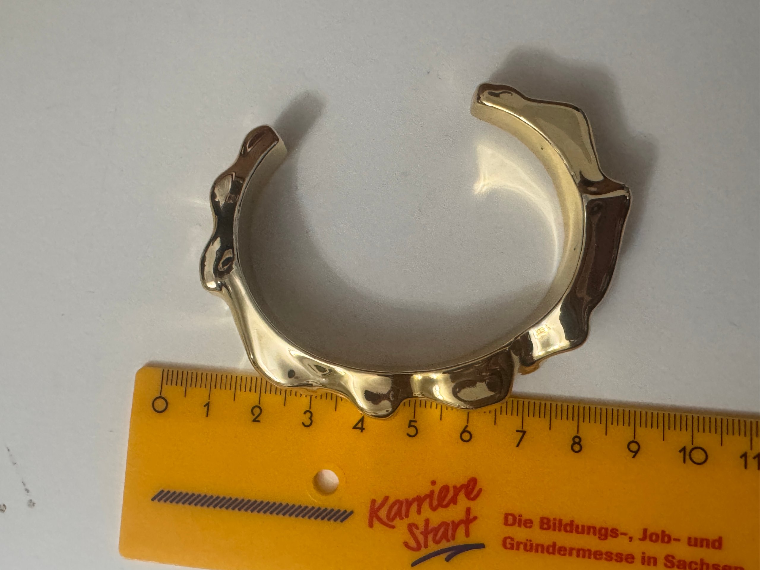 Gold Tone Sculptural Metal Cuff Bracelet Unisex Jewel-Ja-8 image 8