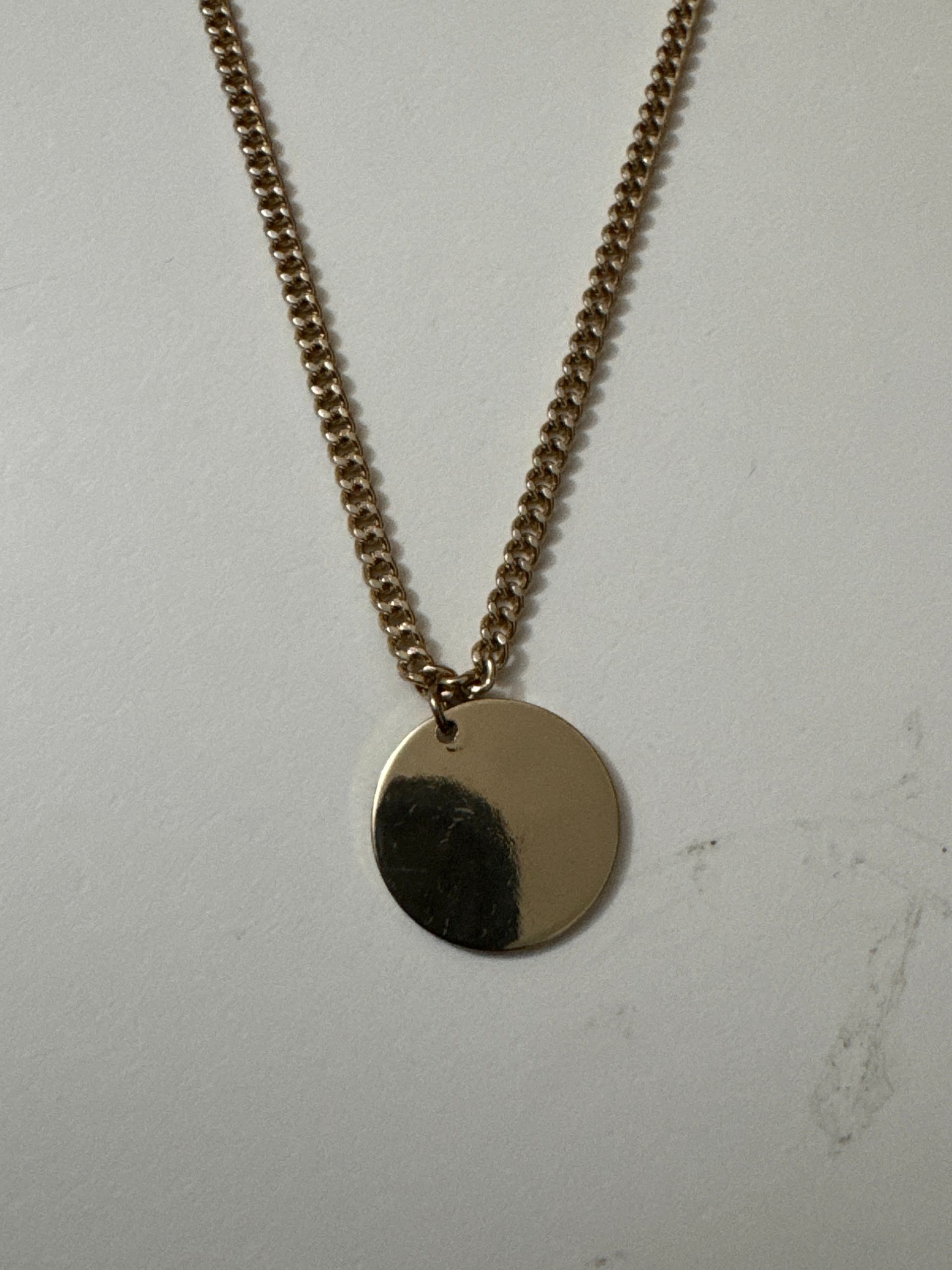 Gold Round Pendant Chain Necklace Unisex Jewel-Ja-8