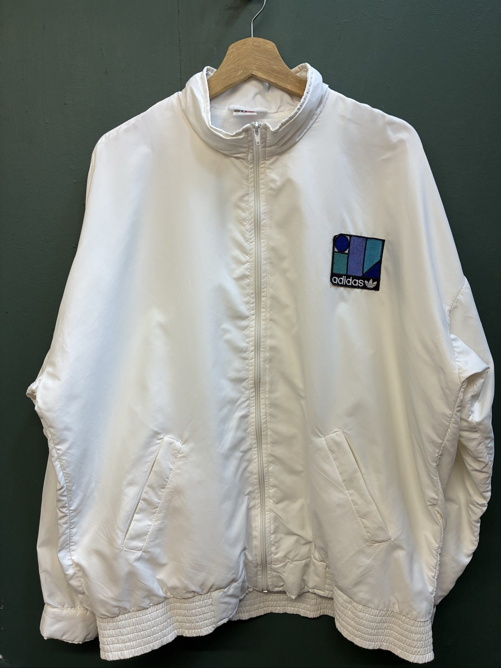 Vintage Adidas White Track Jacket Ivan Lendl XL 80s tennis Retro Patch Logo
