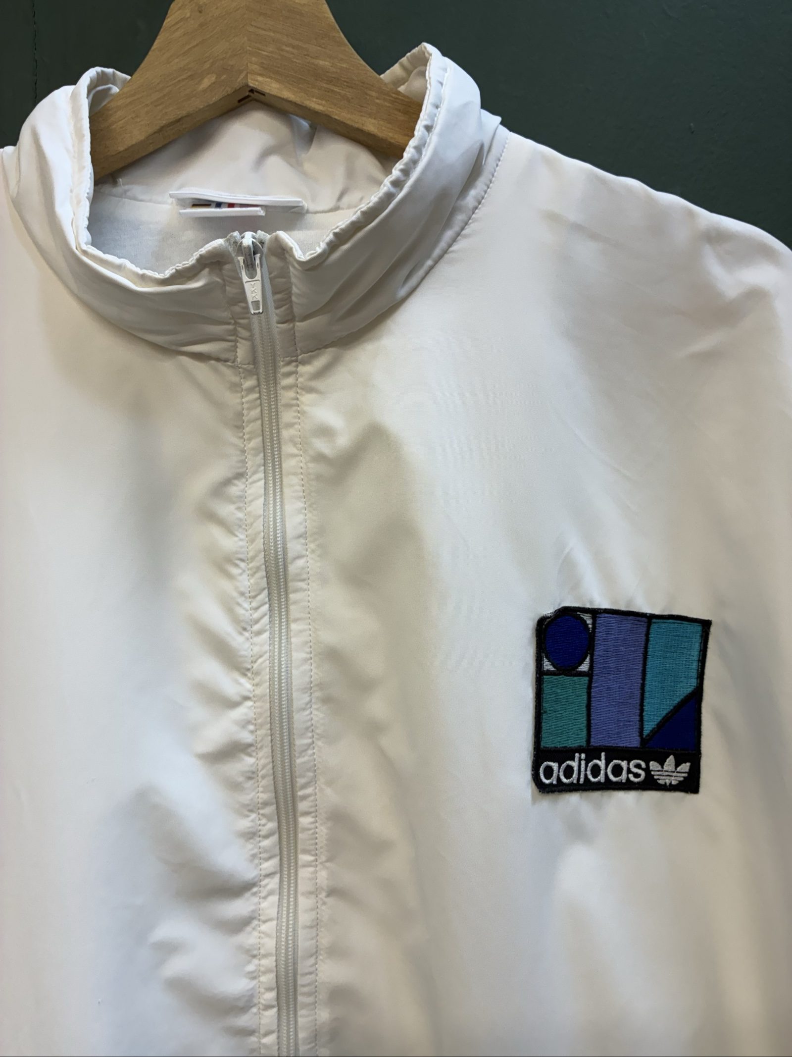 Vintage Adidas White Track Jacket Ivan Lendl XL 80s tennis Retro Patch Logo image 3