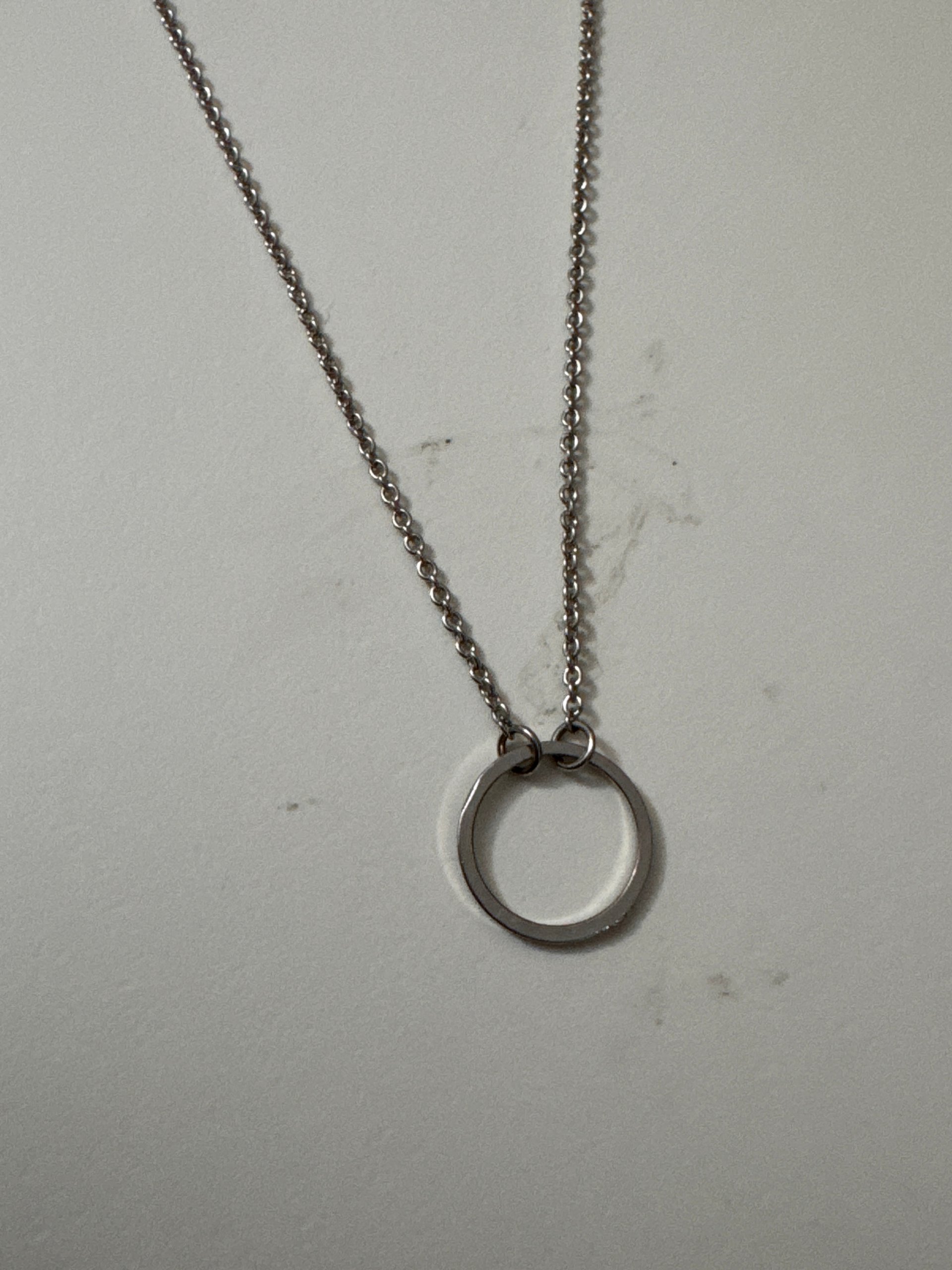 Silver Circular Pendant Necklace Chain Unisex 24 cm Jewel-Ja-8