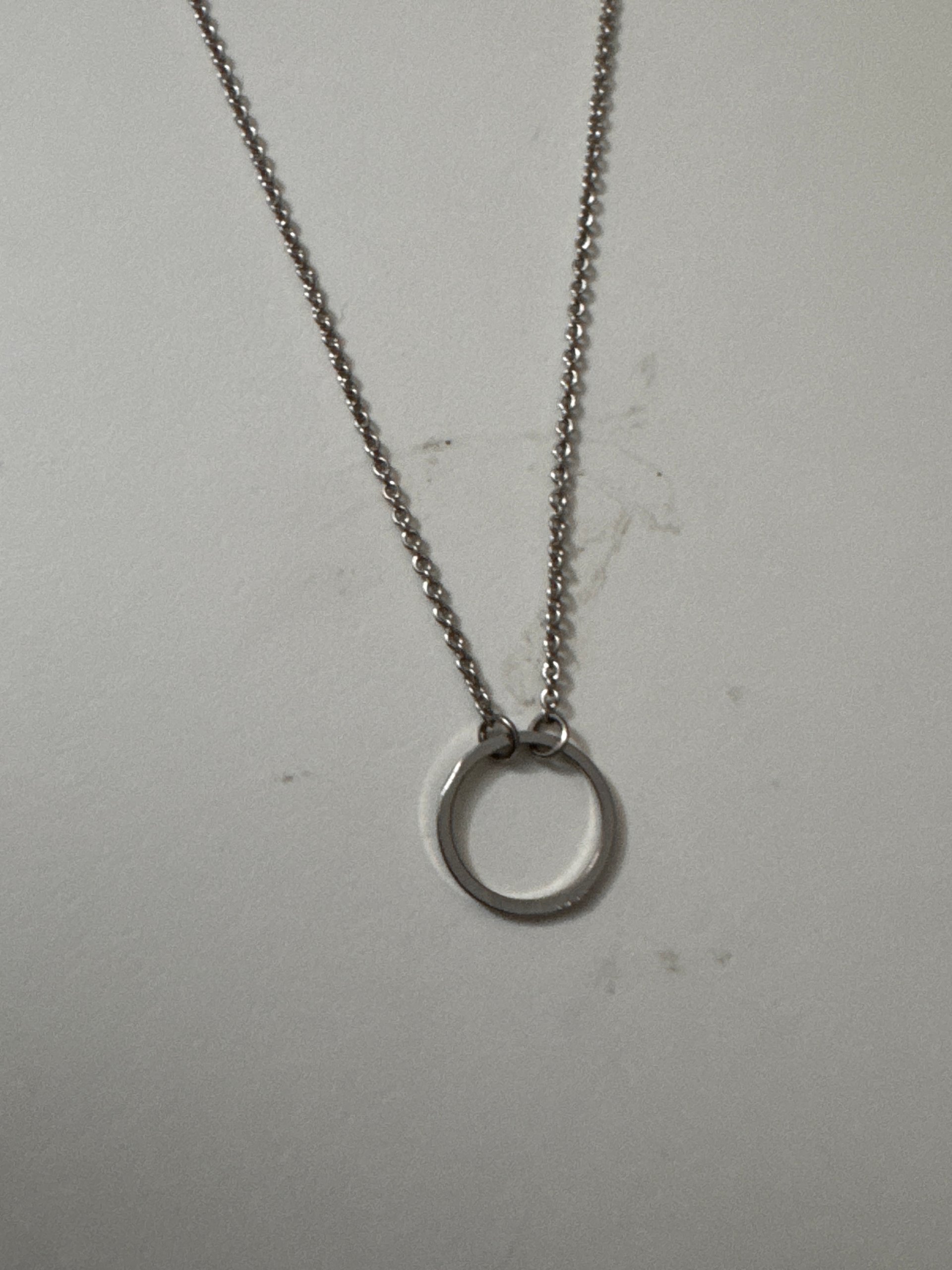 Silver Circular Pendant Necklace Chain Unisex 24 cm Jewel-Ja-8 image 3