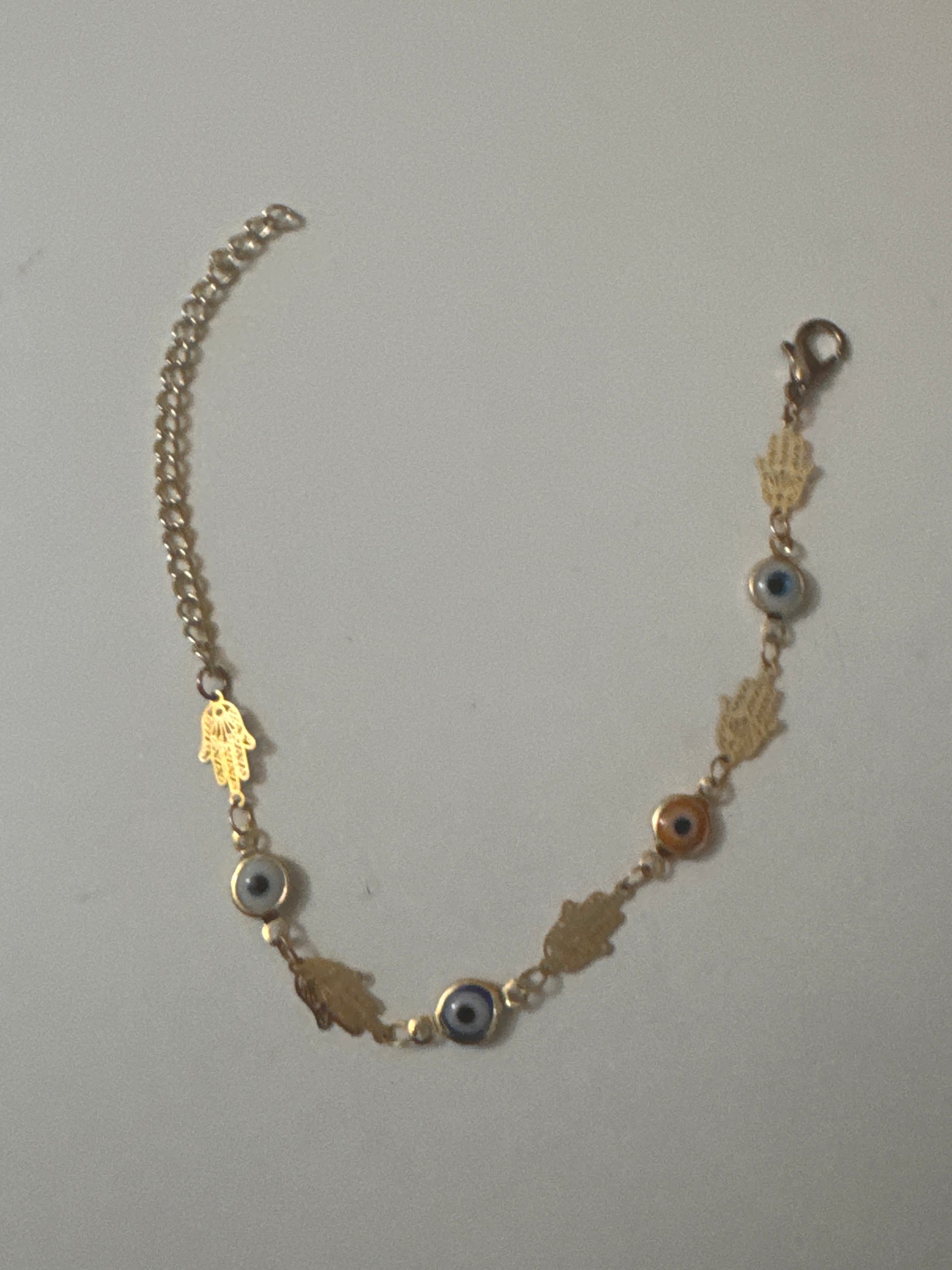 Gold Tone Hamsa & Evil Eye Charm Bracelet Adjustable Jewel-Ja-8 image 2