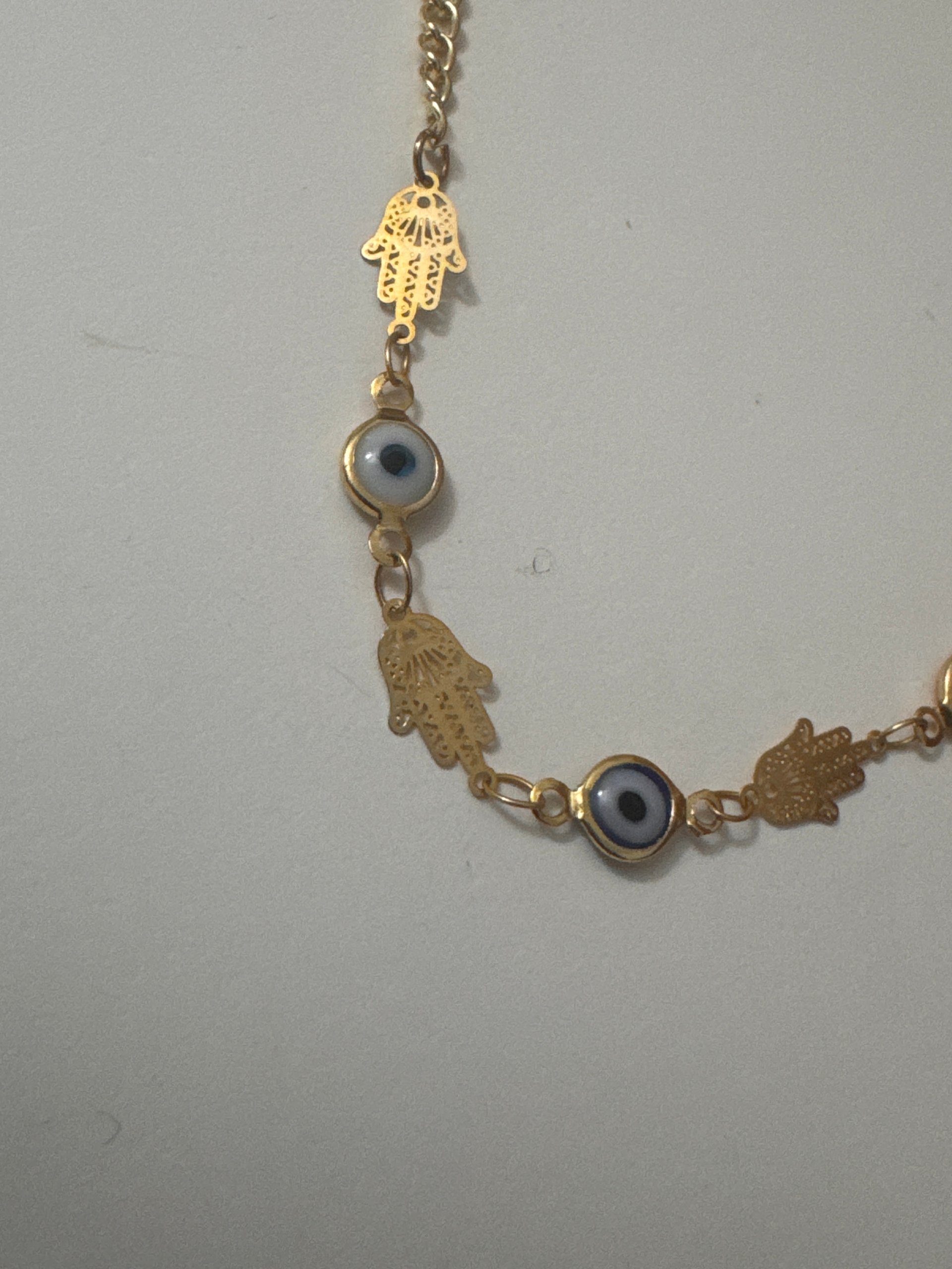 Gold Tone Hamsa & Evil Eye Charm Bracelet Adjustable Jewel-Ja-8 image 4