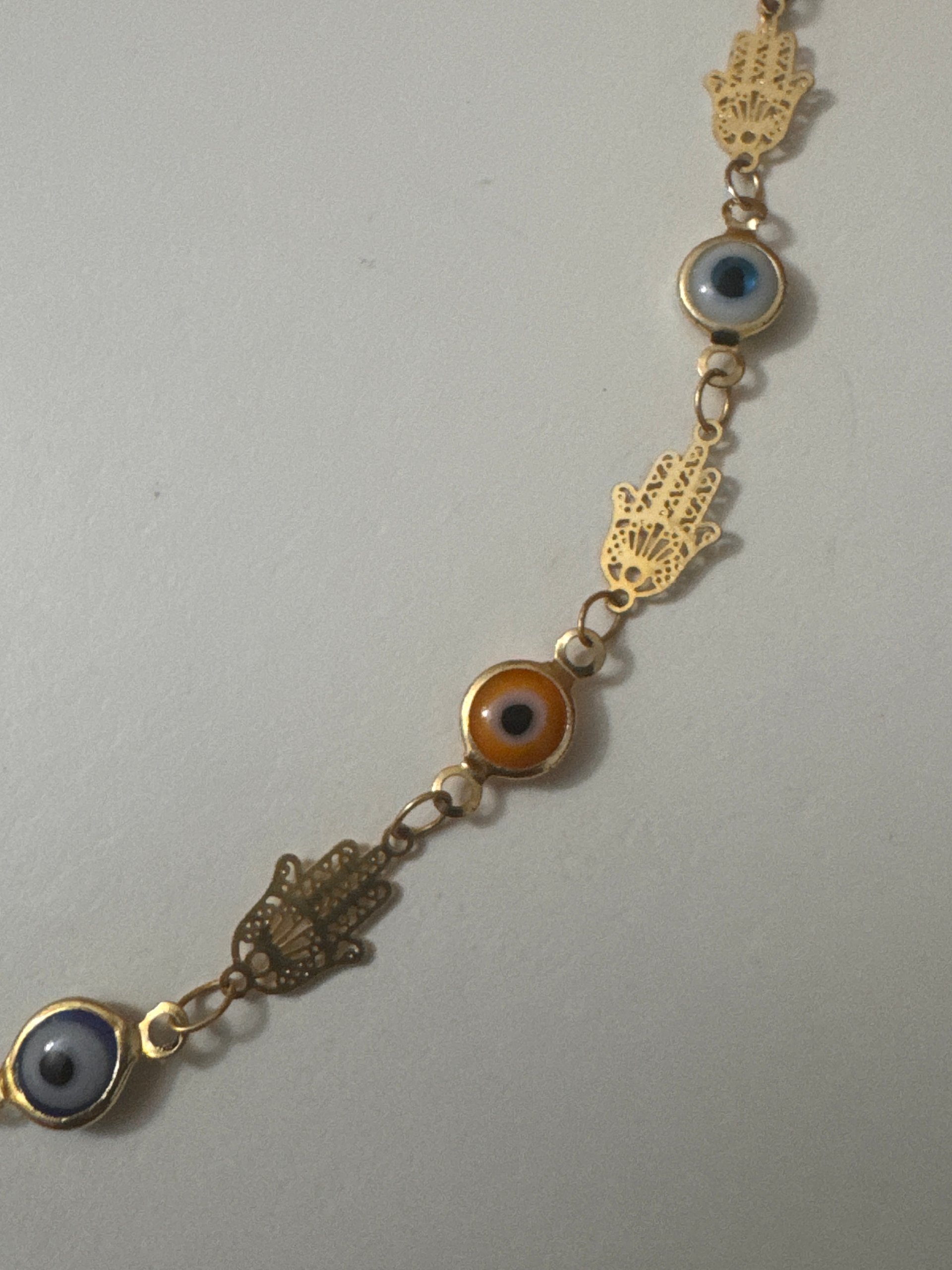 Gold Tone Hamsa & Evil Eye Charm Bracelet Adjustable Jewel-Ja-8 image 5