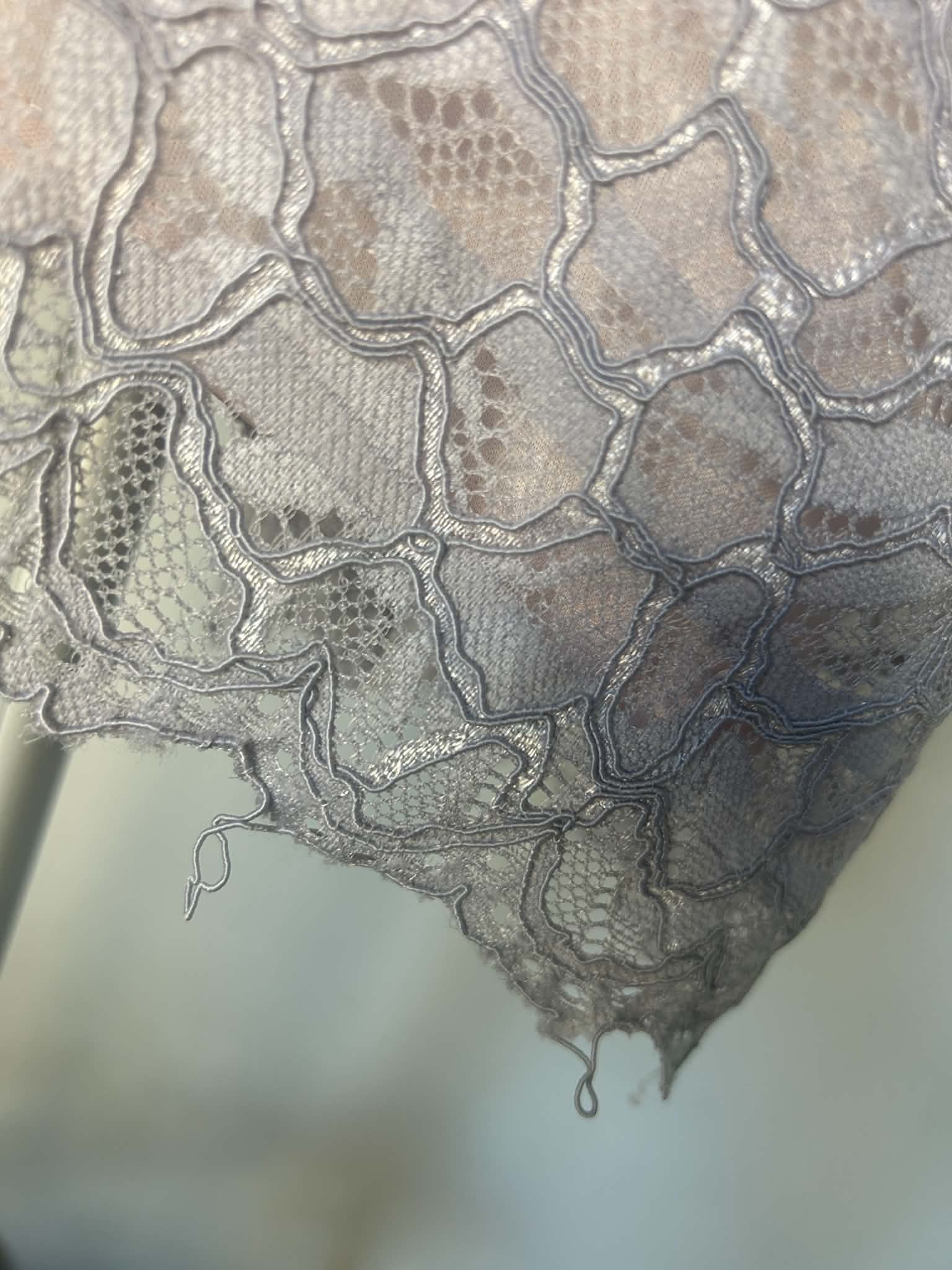 Topshop Grey & Pink Lace Spaghetti Strap Dress Small with Appliqué Detail size 8 image 5