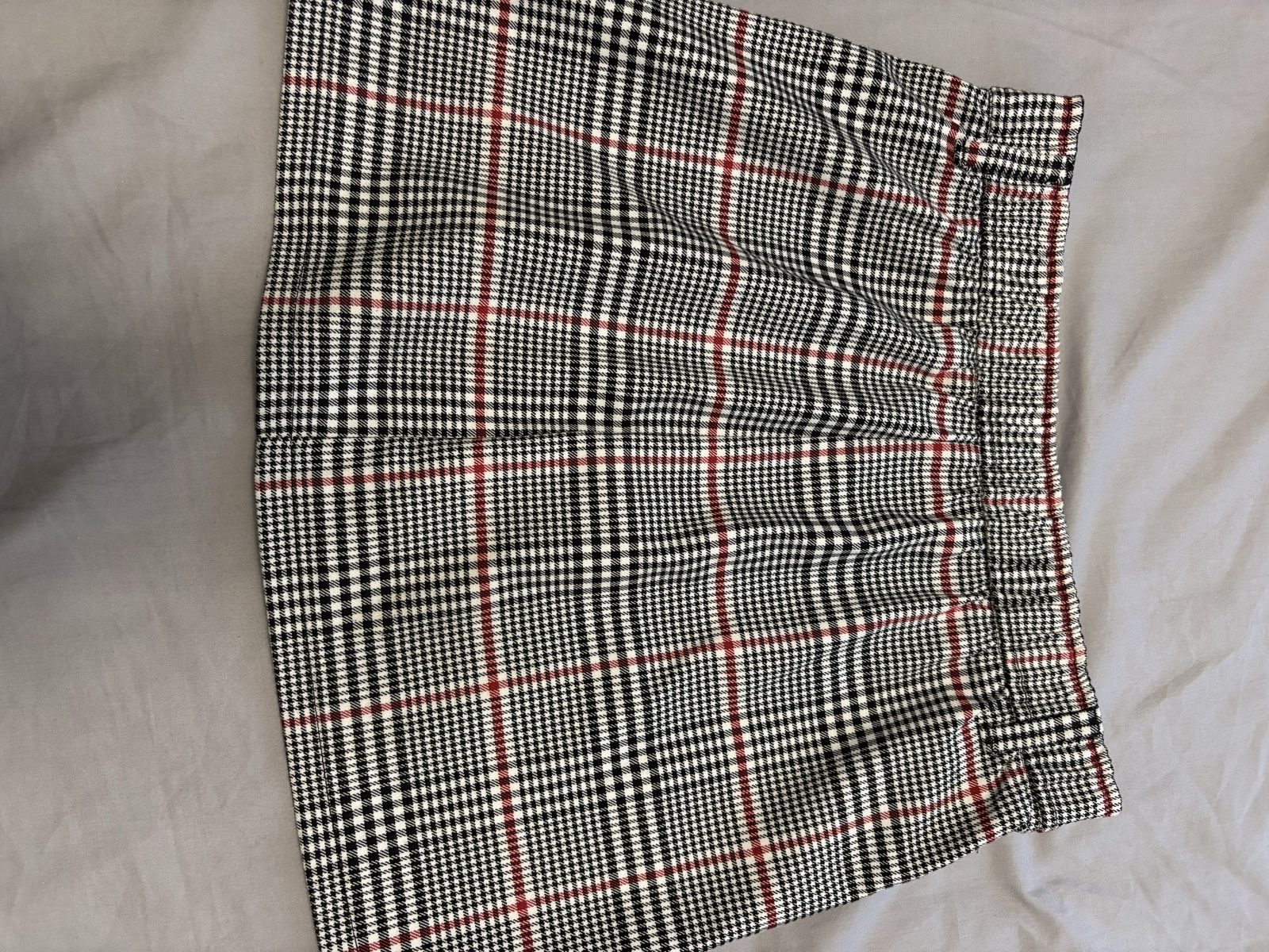 Bershka Black, White & Red Check Print Mini Skirt Large Silver Rings image 5