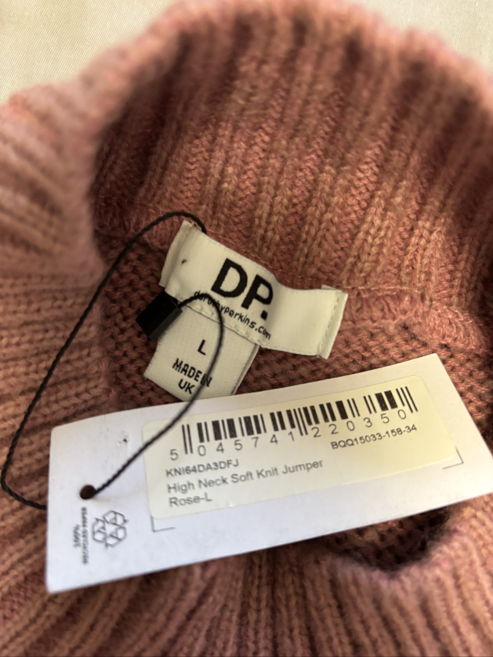 Dorothy Perkins Women's Rose High Neck Soft Knit Jumper Large image 5