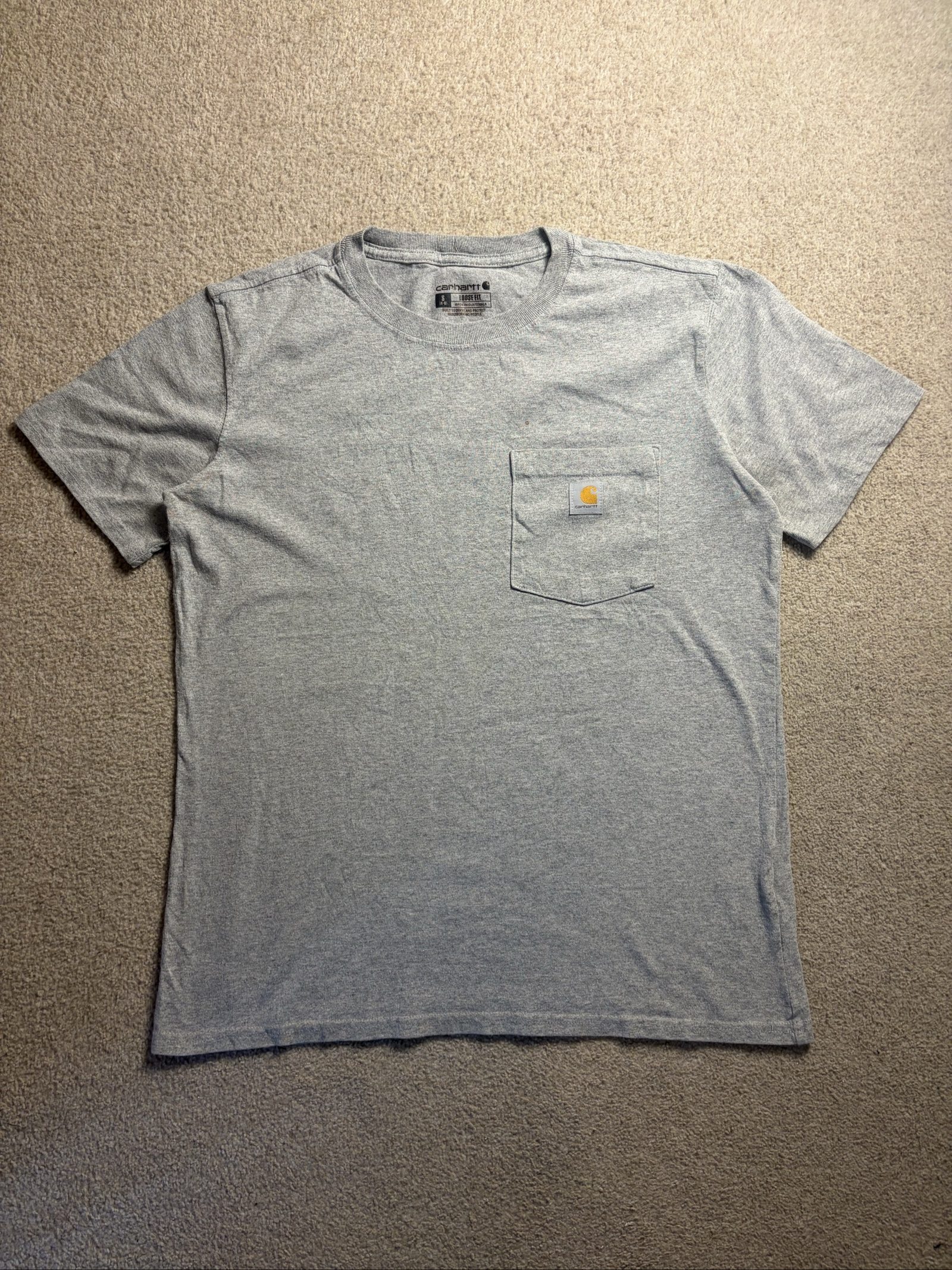 Carhartt Men's Grey Pocket Loose Fit Cotton Polyester T-Shirt Small