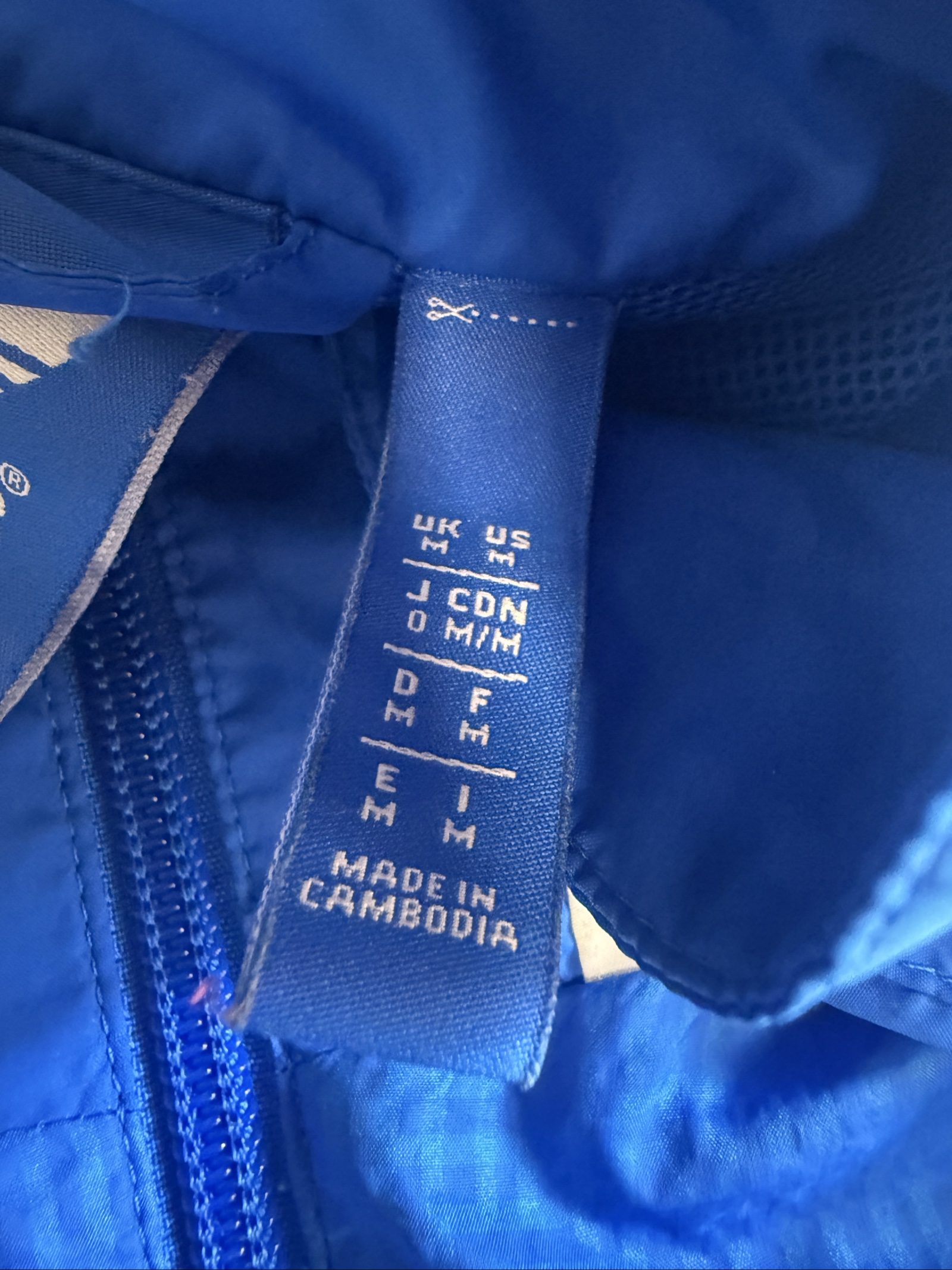 Adidas Men’s Hooded Windbreaker Jacket Medium Blue White 3 Stripe image 4