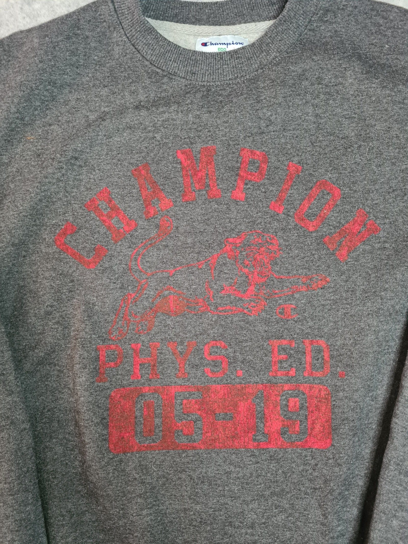 Champion Men’s Grey Crew Neck Sweatshirt Red Print Large 1101 image 4