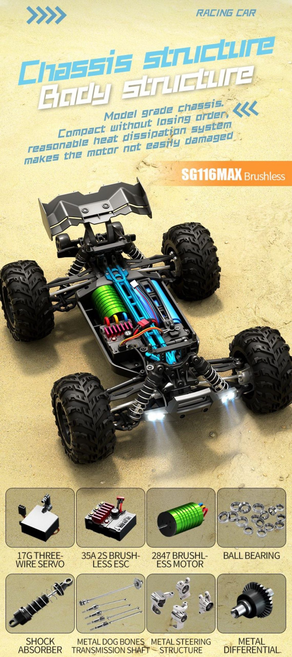 RC Car Racing 80 kmh Brushless Motor image 2
