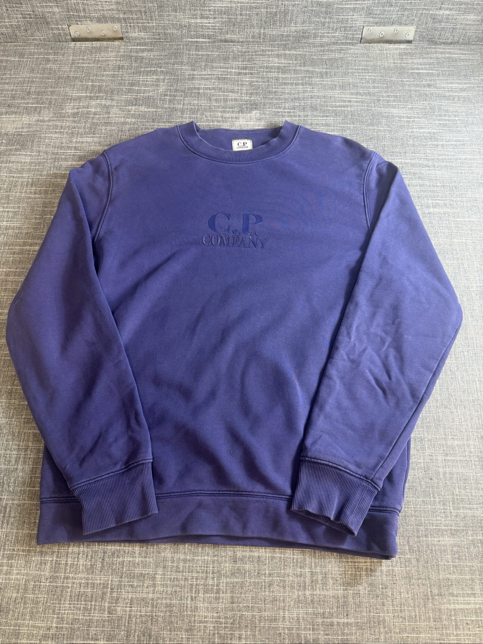 C.P. Company Men’s Crewneck Sweatshirt 100% Cotton Purple Embossed Logo