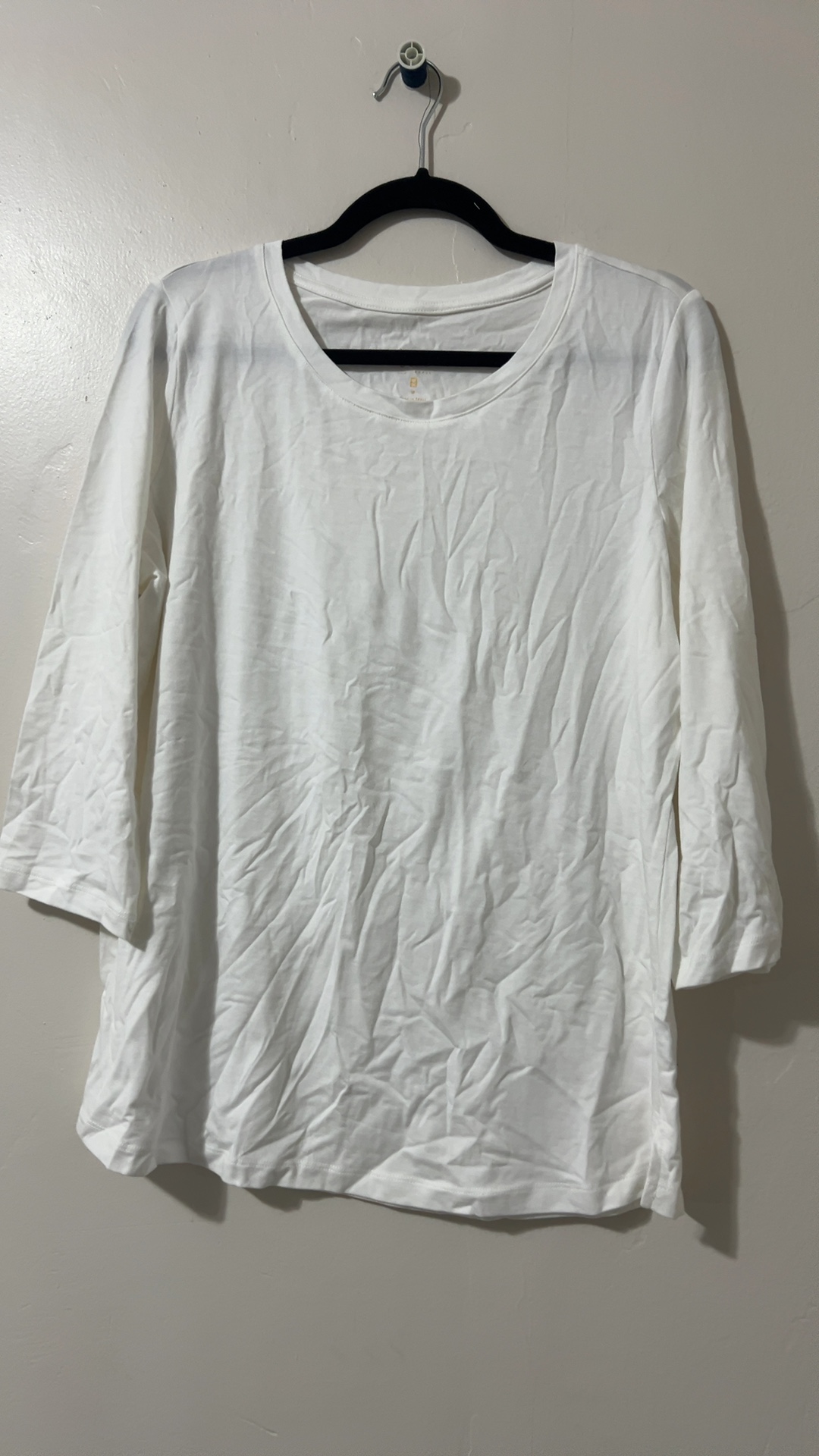 Belle Women's White Long Sleeve Cotton Top Medium