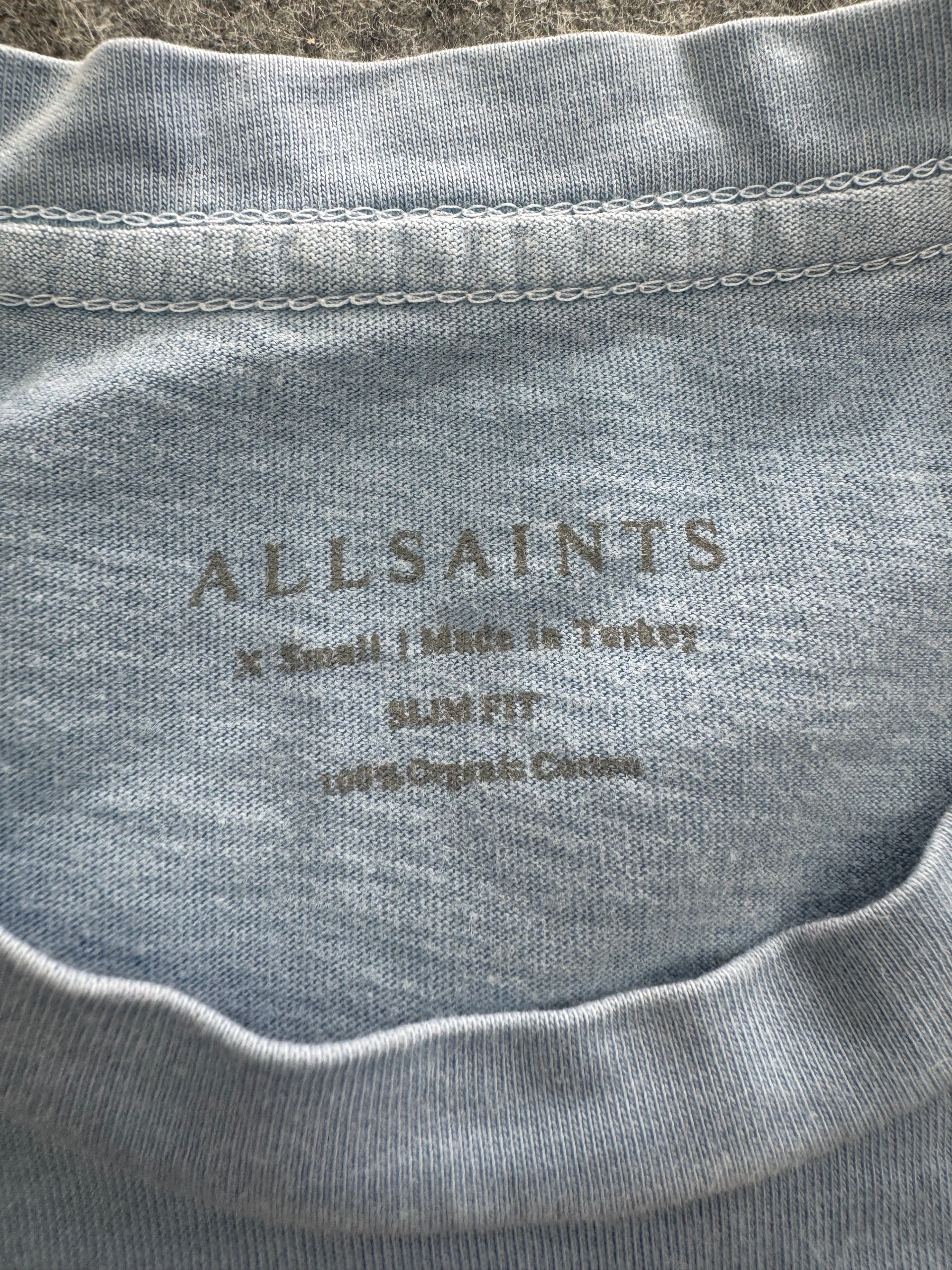 AllSaints Pale Blue Crew Neck Logo T-Shirt Men’s xs image 2