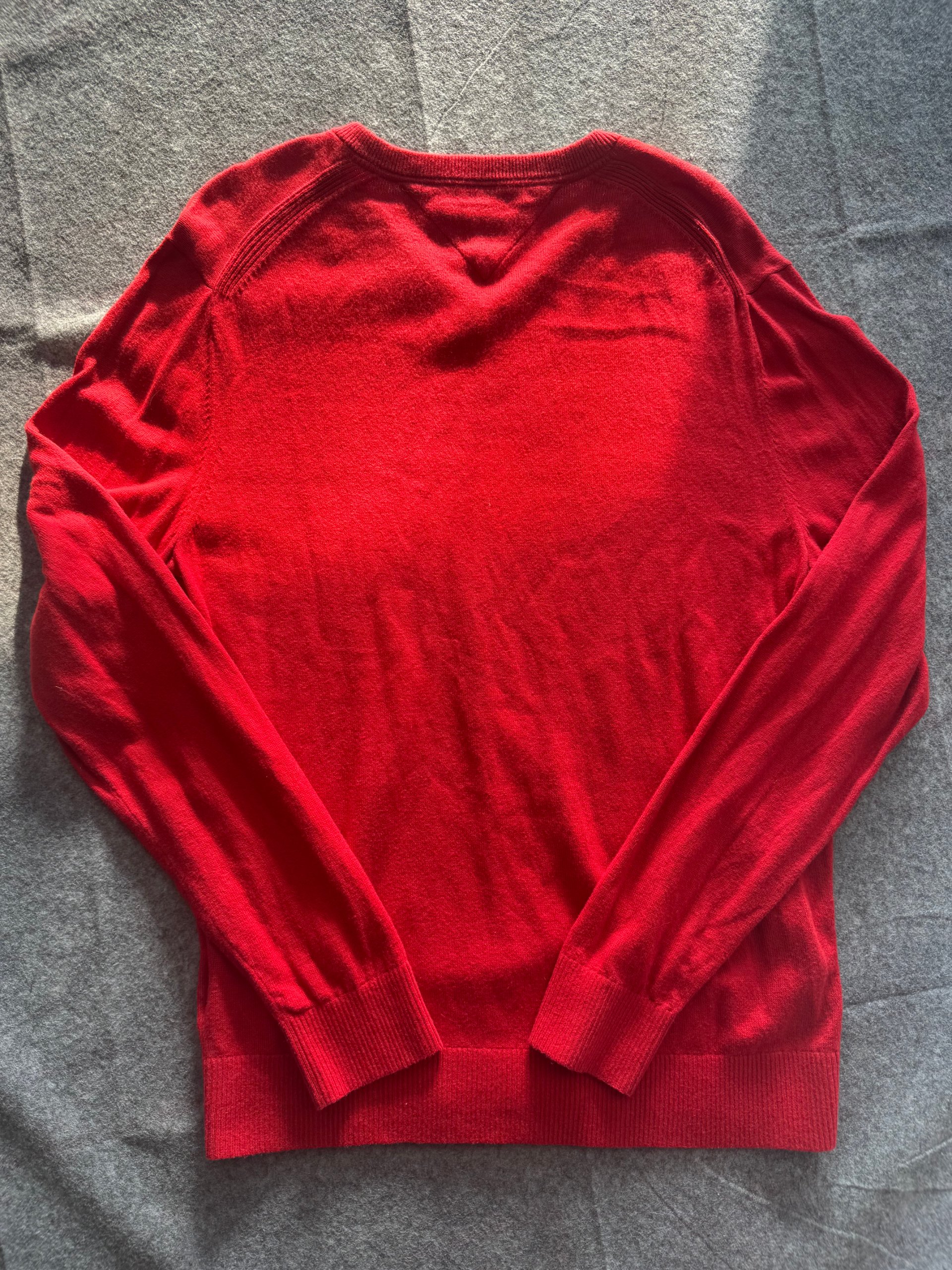 Tommy Hilfiger Red V-Neck Pima Cotton Cashmere Jumper XL Men’s image 5